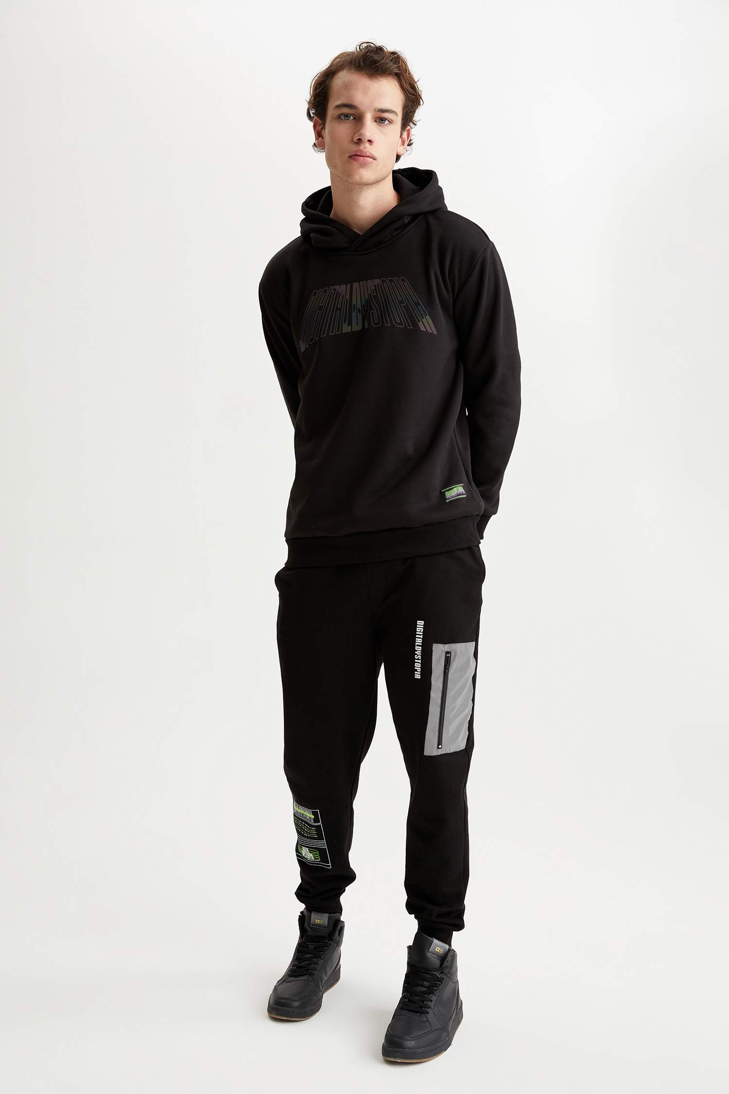 Coool Regular Fit Kapüşonlu Baskılı İçi Yumuşak Tüylü Uzun Kollu Sweatshirt