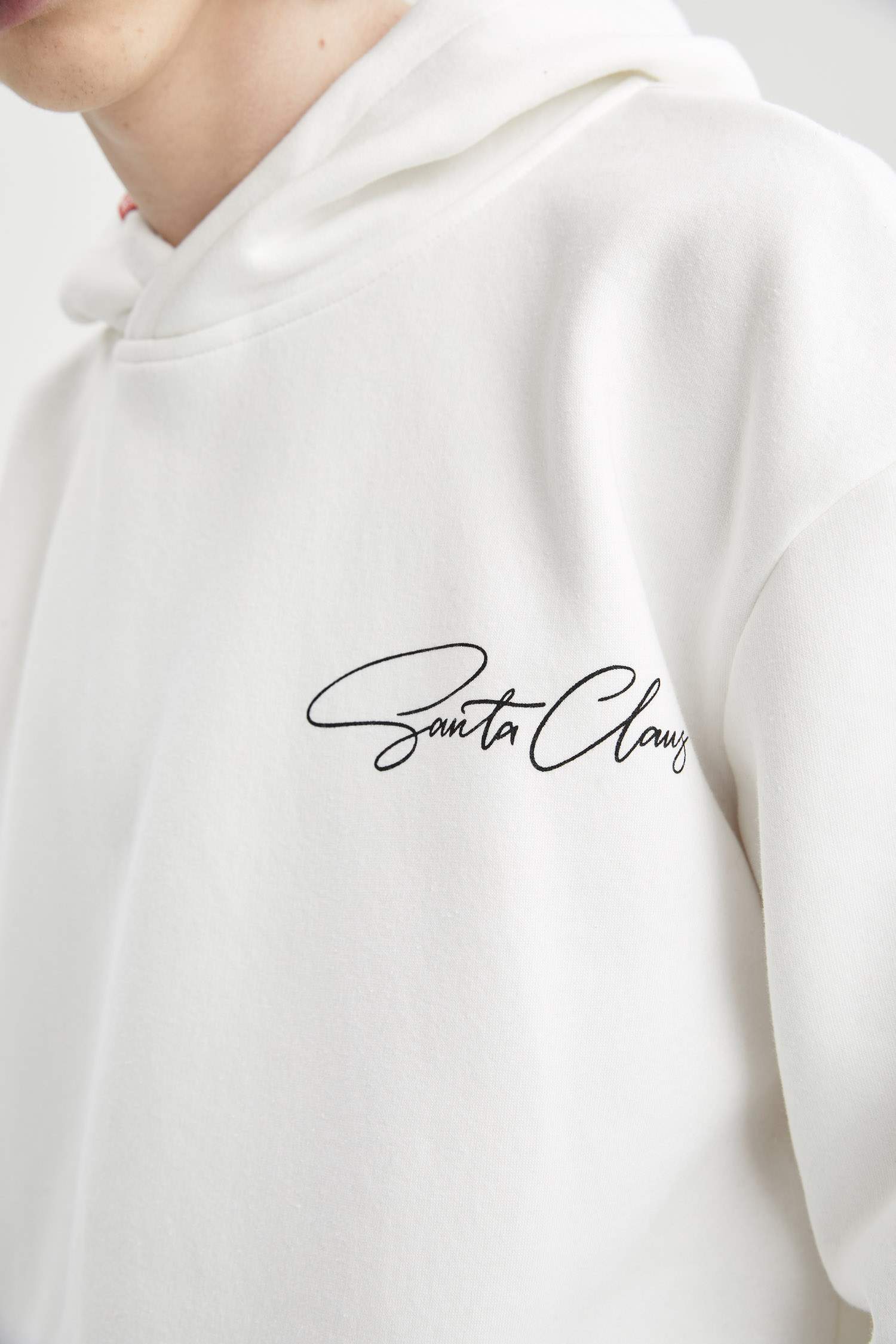 Coool Oversize Fit Yılbaşı Temalı Kapüşonlu Sırt Baskılı Sweatshirt