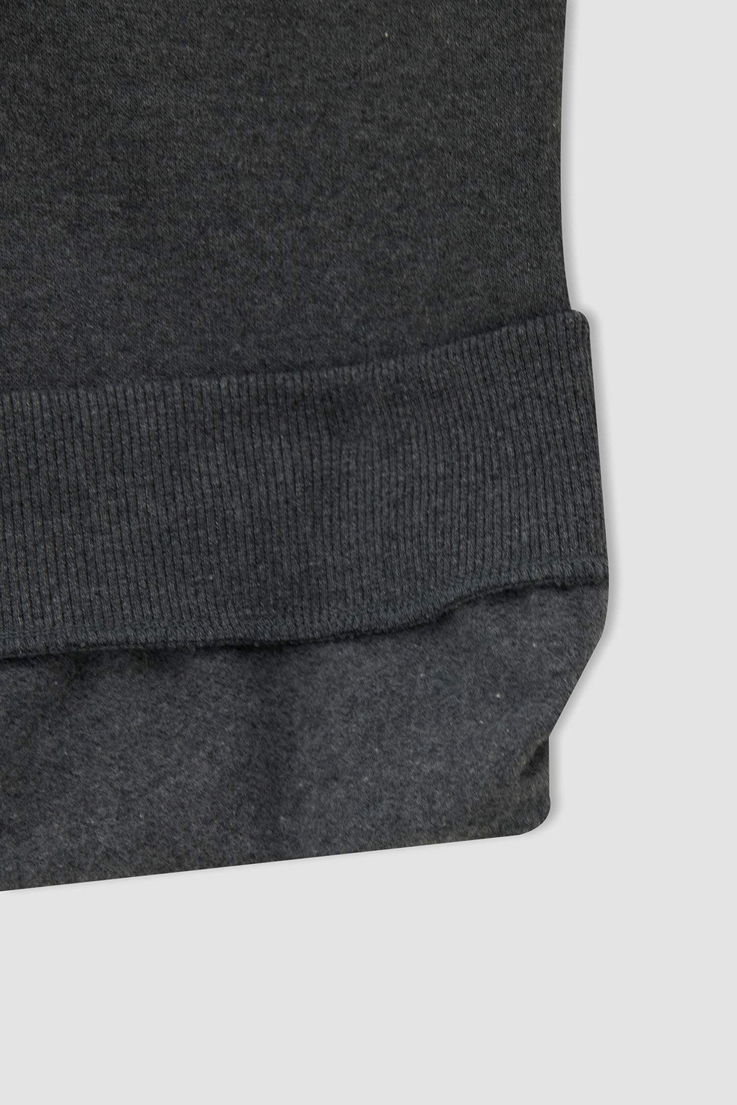 Büyük Beden Relax Fit Sırt Baskılı Kapüşonlu Sweat Tunik