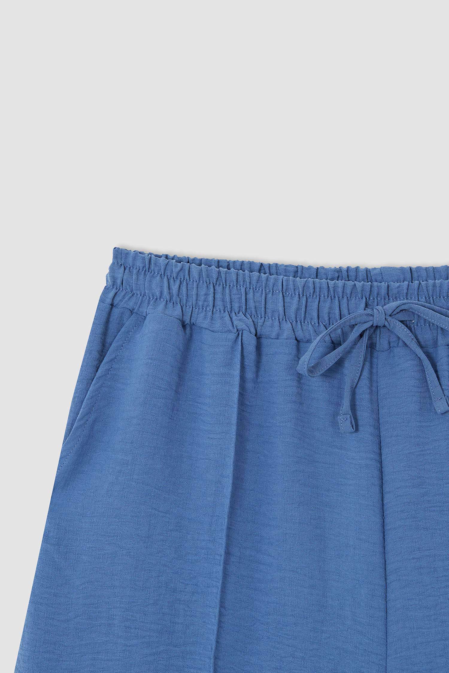 Keten Beli Bağcıklı Relax Fit Büyük Beden Bermuda Şort