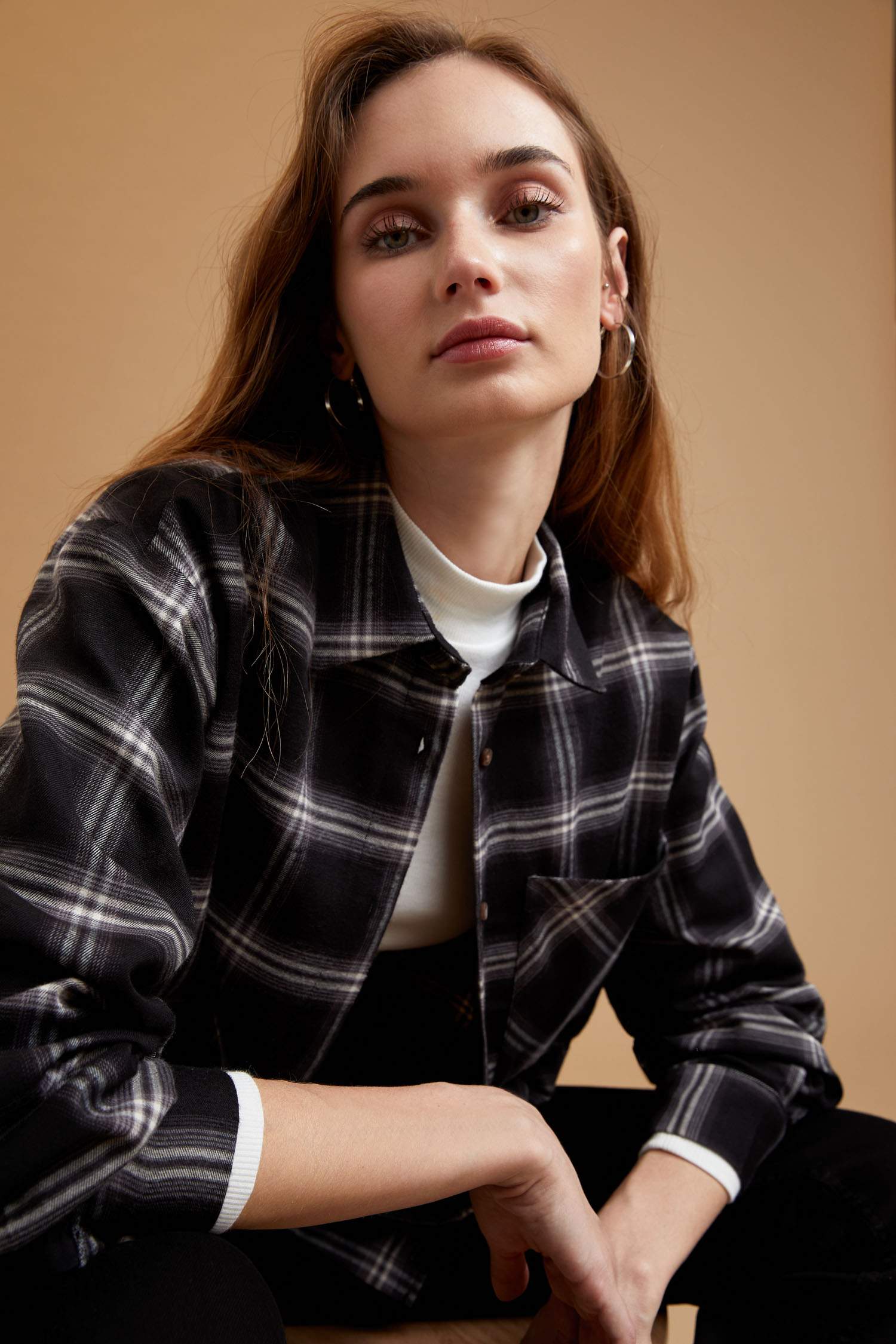 Oversize Fit Kareli Uzun Kollu Flanel Oduncu Gömlek