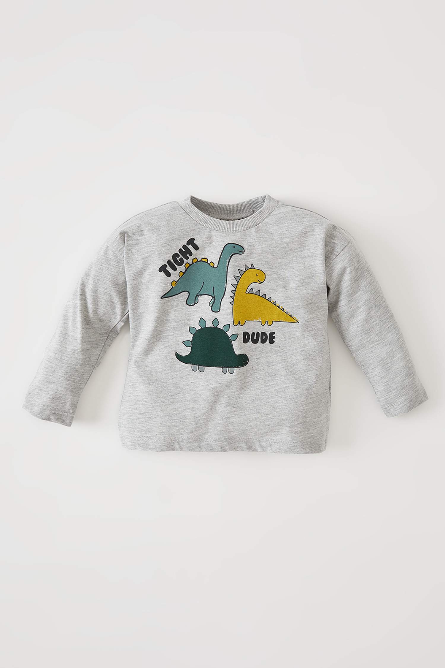 Erkek Bebek Regular Fit Dinozor Baskılı Uzun Kollu Tişört