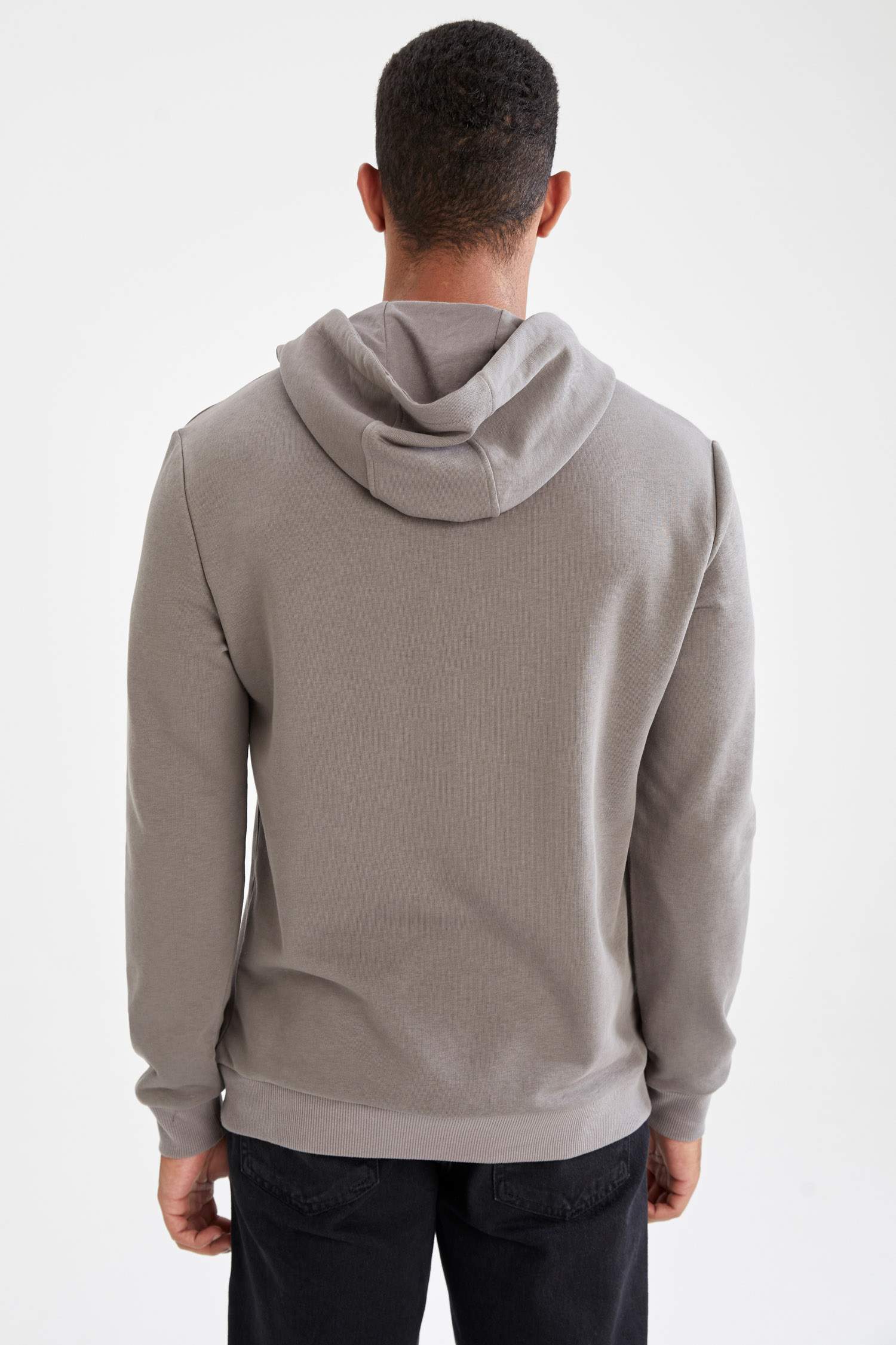 Slim Fit Kapüşonlu BaskılıPamuklu Sweatshirt