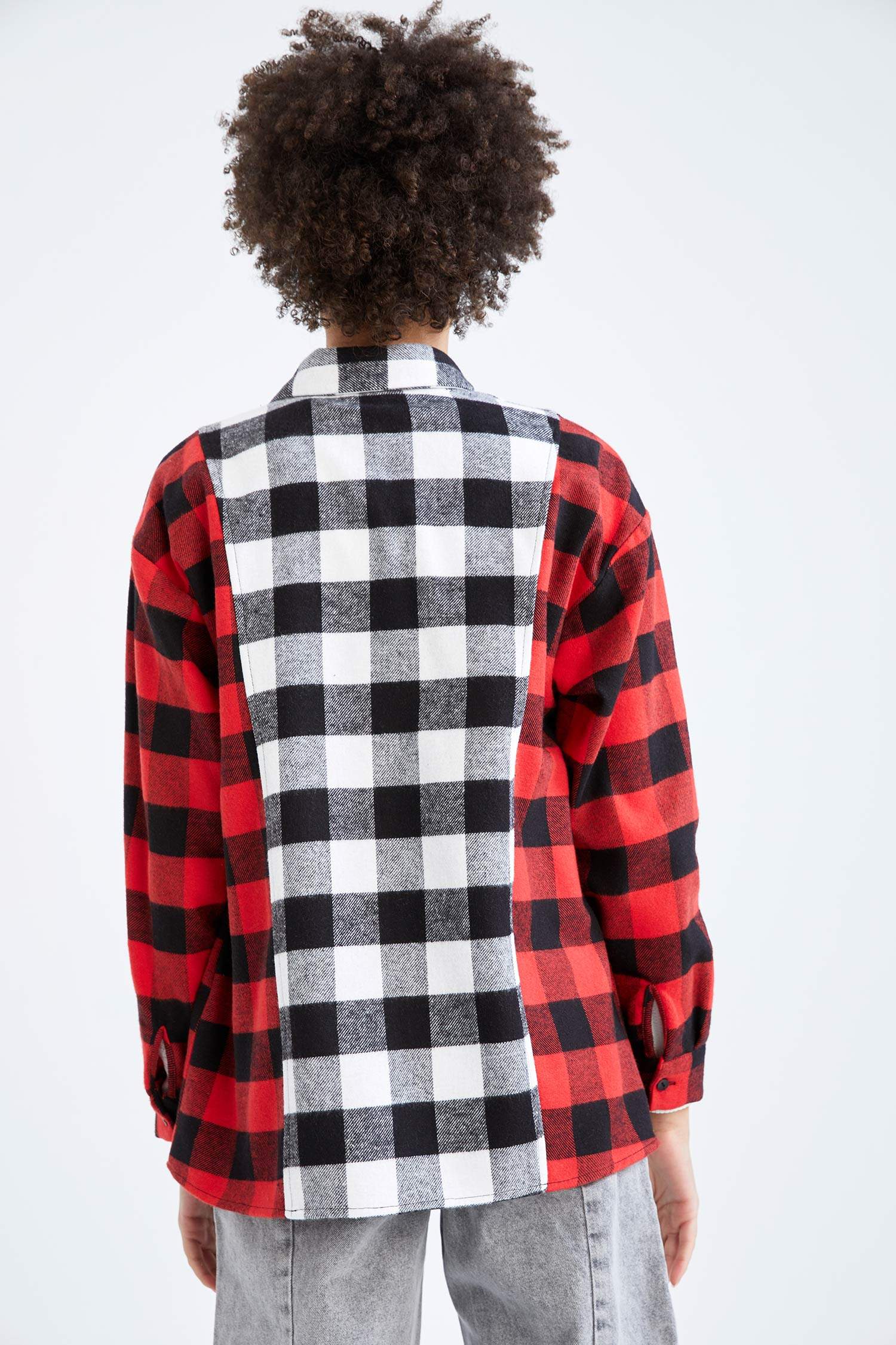 Kareli Oversize Fit Uzun Kollu Flanel Oduncu Gömlek