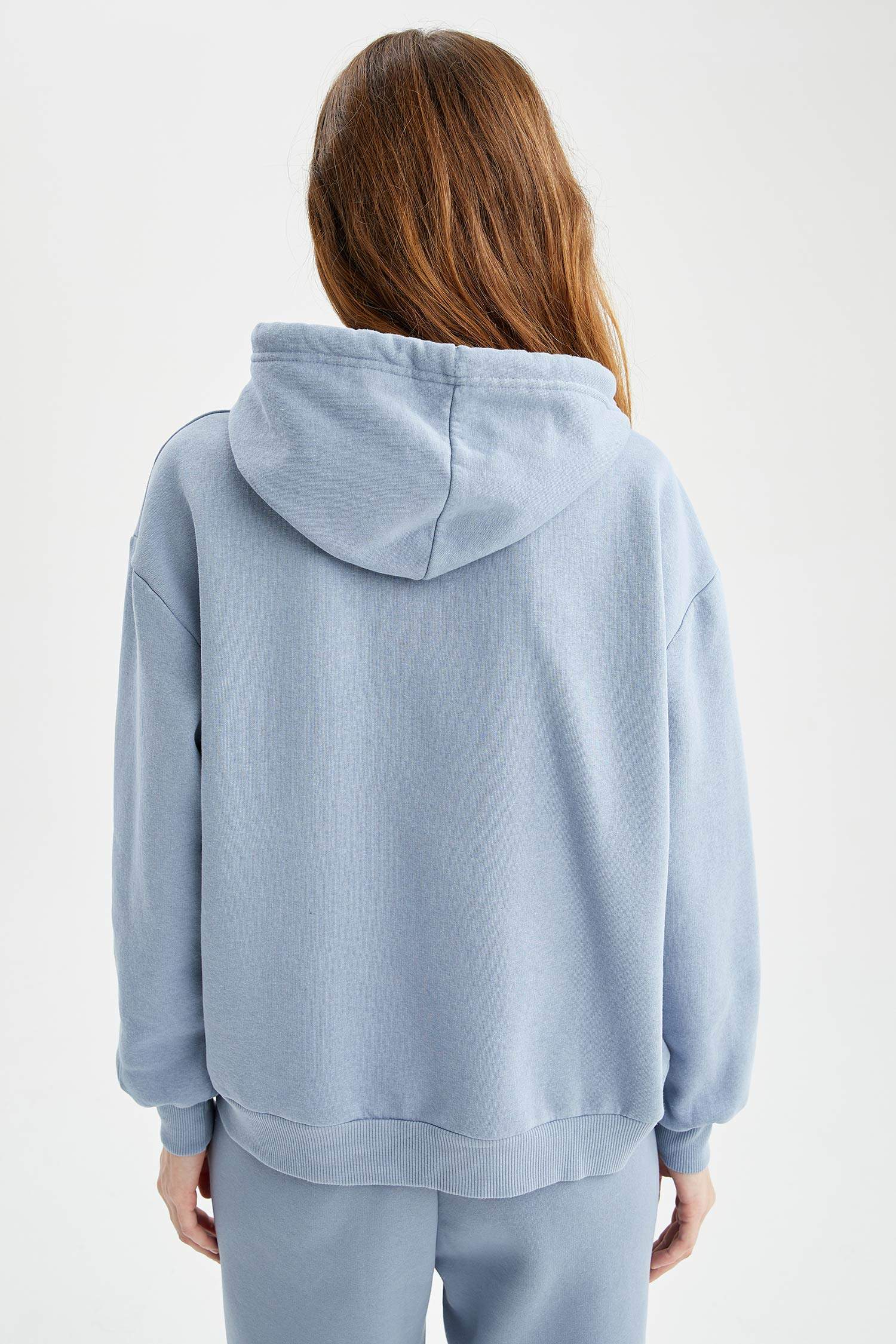 Kapüşonlu Baskılı Relax Fit İçi Yumuşak Tüylü Sweatshirt