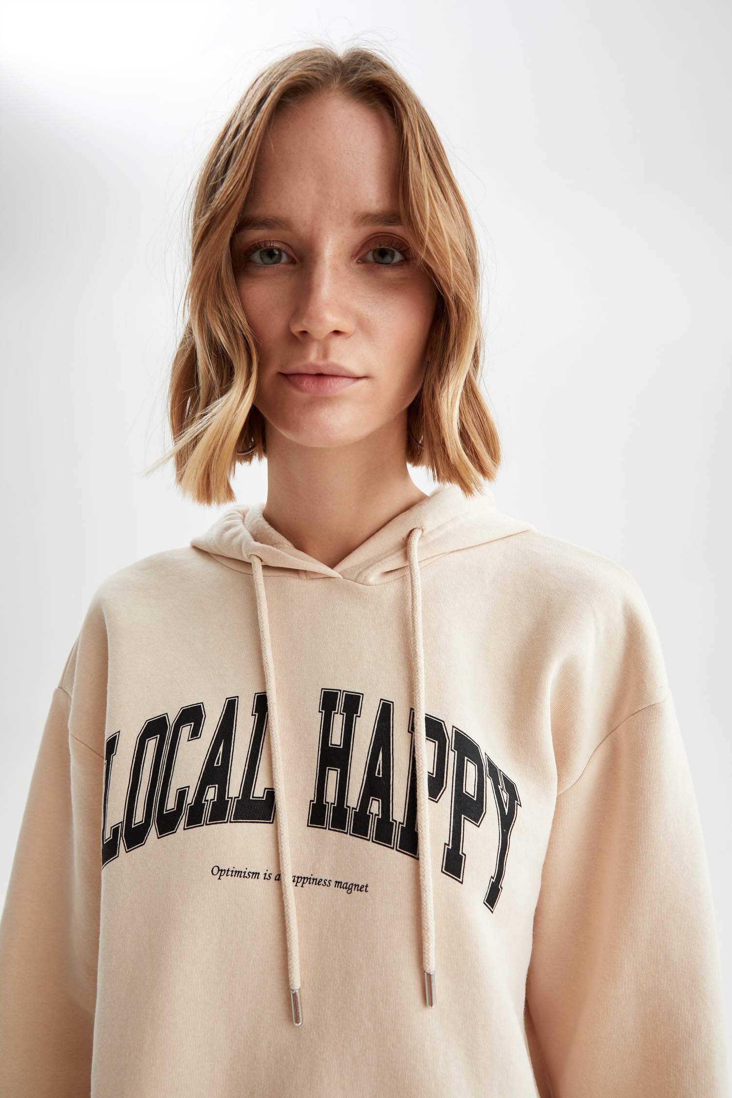 Kapüşonlu Baskılı Relax Fit İçi Yumuşak Tüylü Sweatshirt
