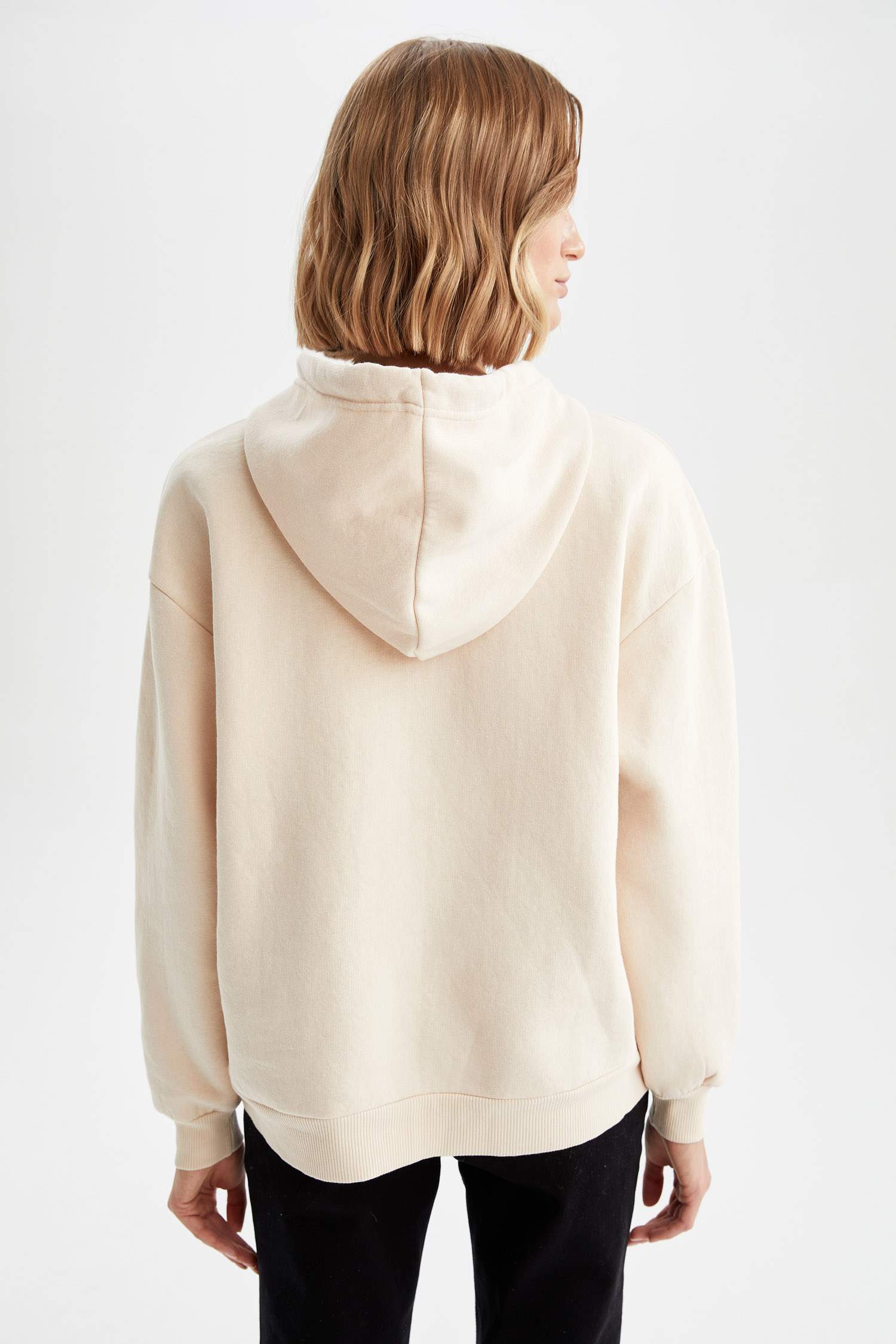 Kapüşonlu Baskılı Relax Fit İçi Yumuşak Tüylü Sweatshirt