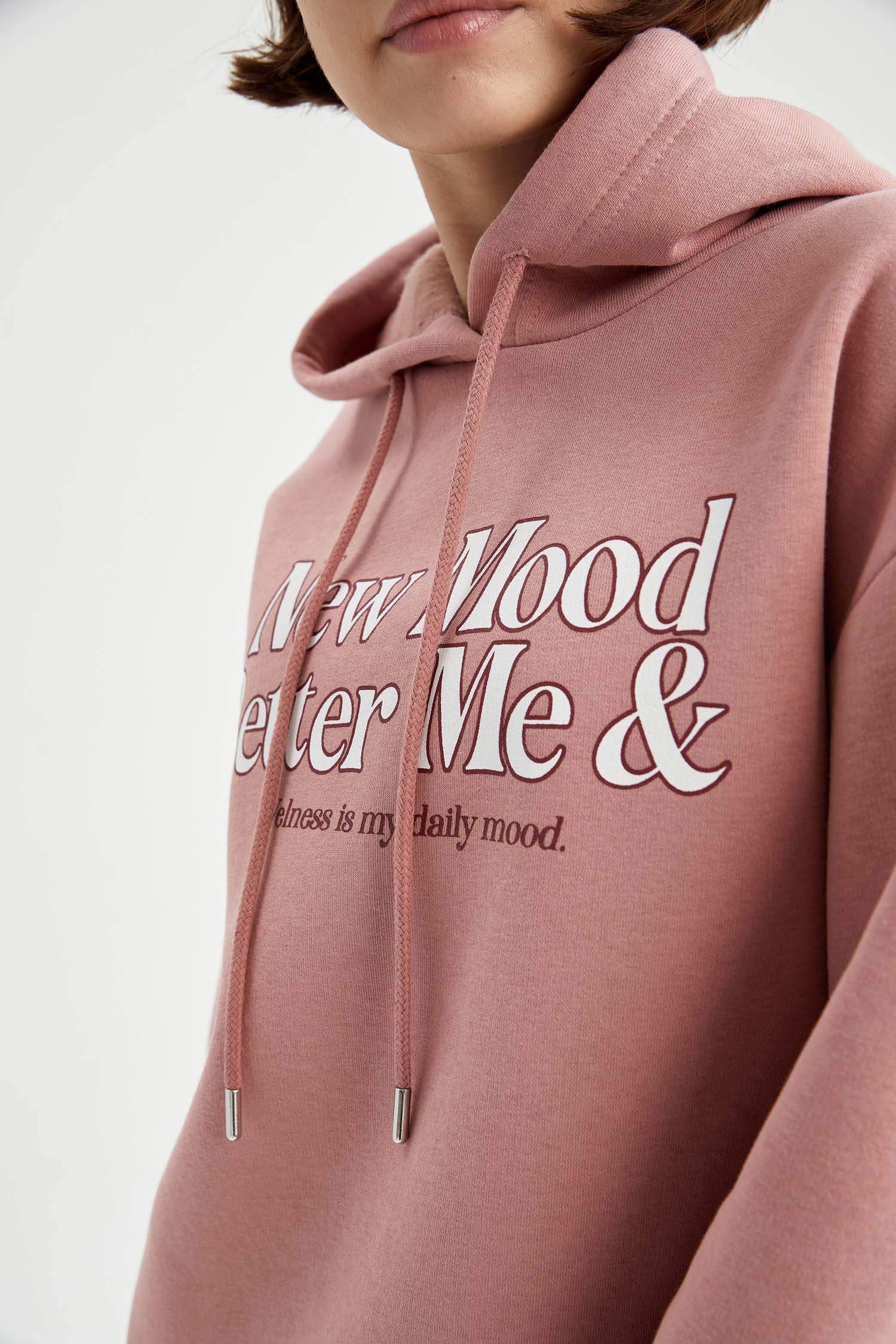 Kapüşonlu Baskılı Relax Fit İçi Yumuşak Tüylü Sweatshirt