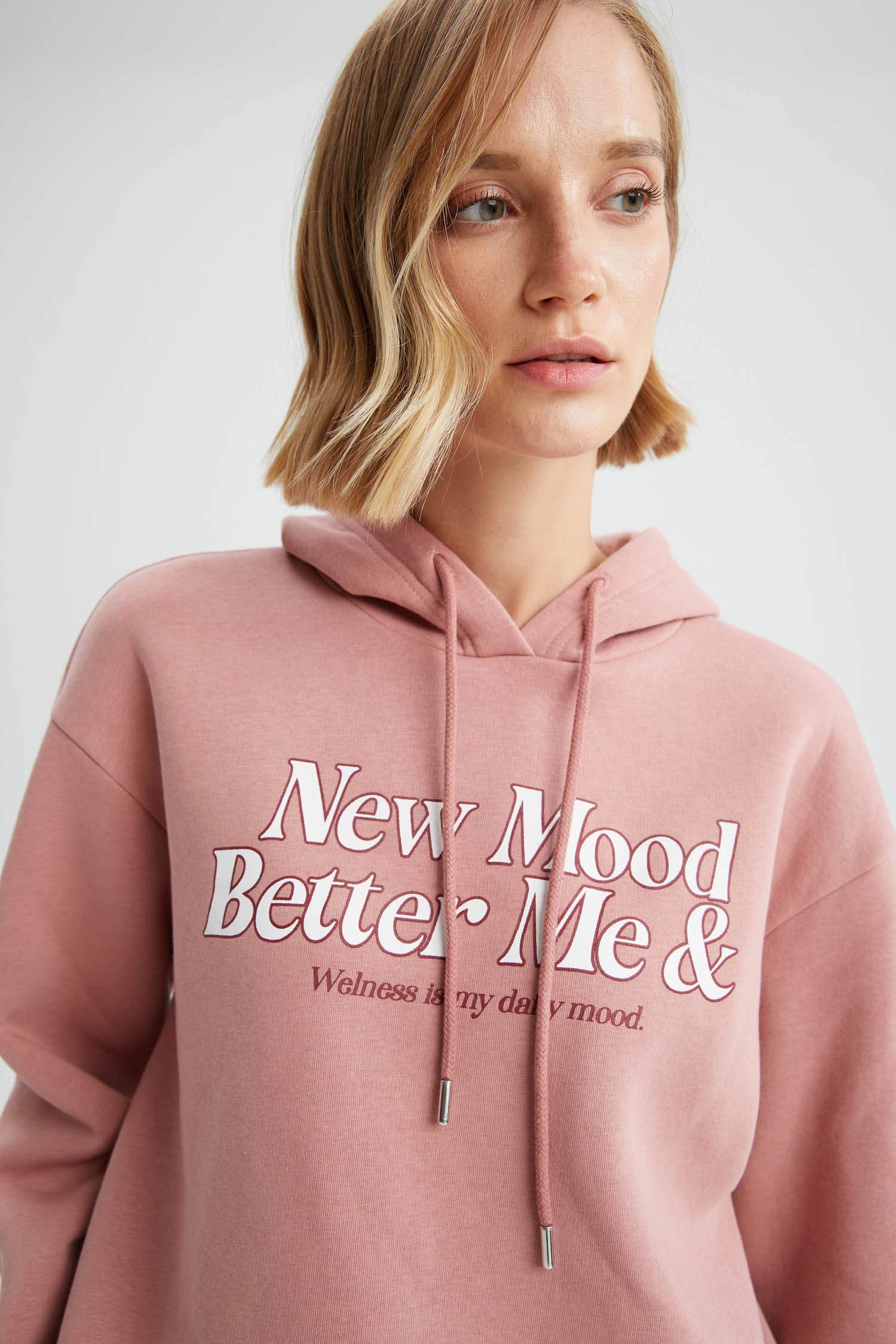 Kapüşonlu Baskılı Relax Fit İçi Yumuşak Tüylü Sweatshirt