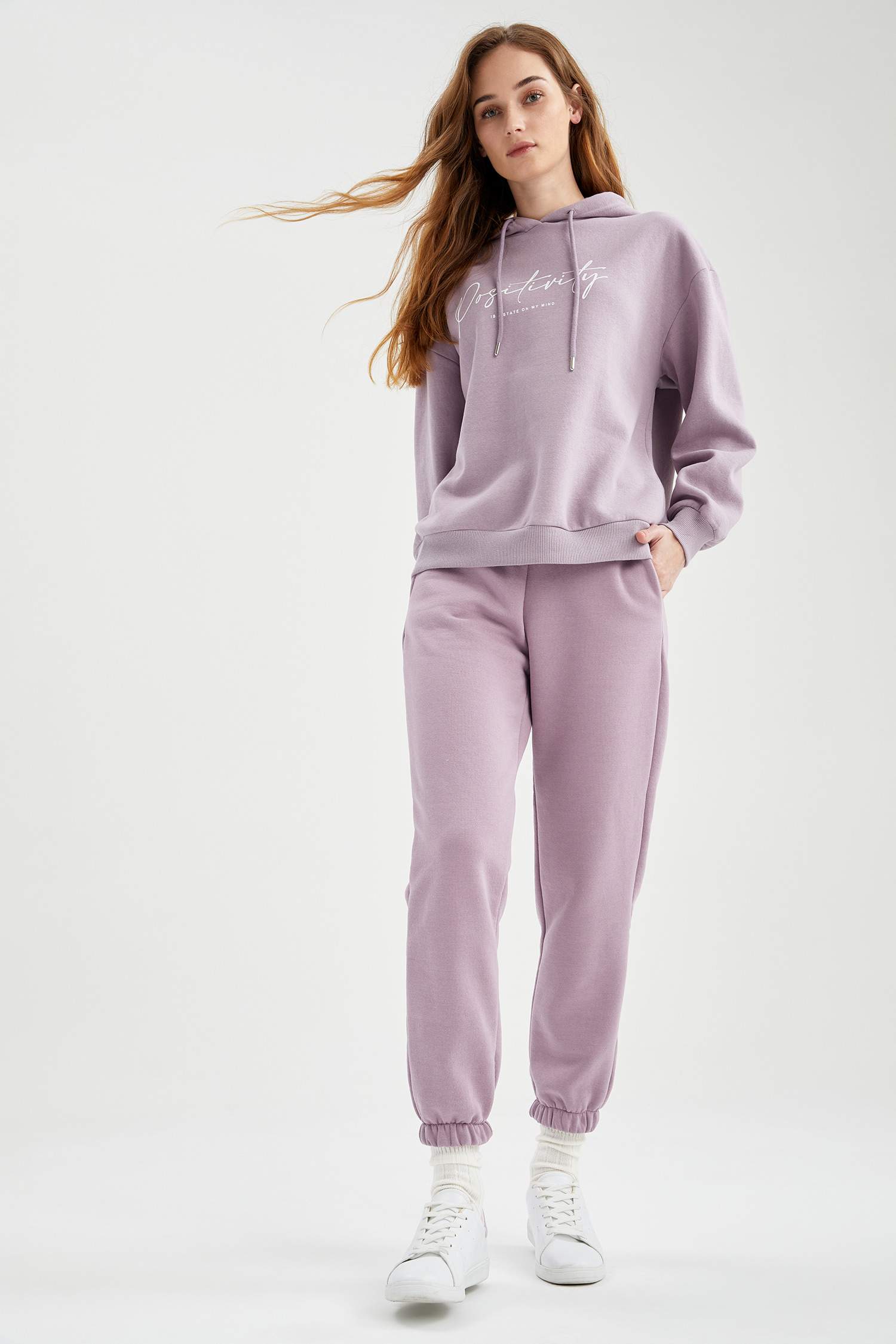 Kapüşonlu Baskılı Relax Fit İçi Yumuşak Tüylü Sweatshirt