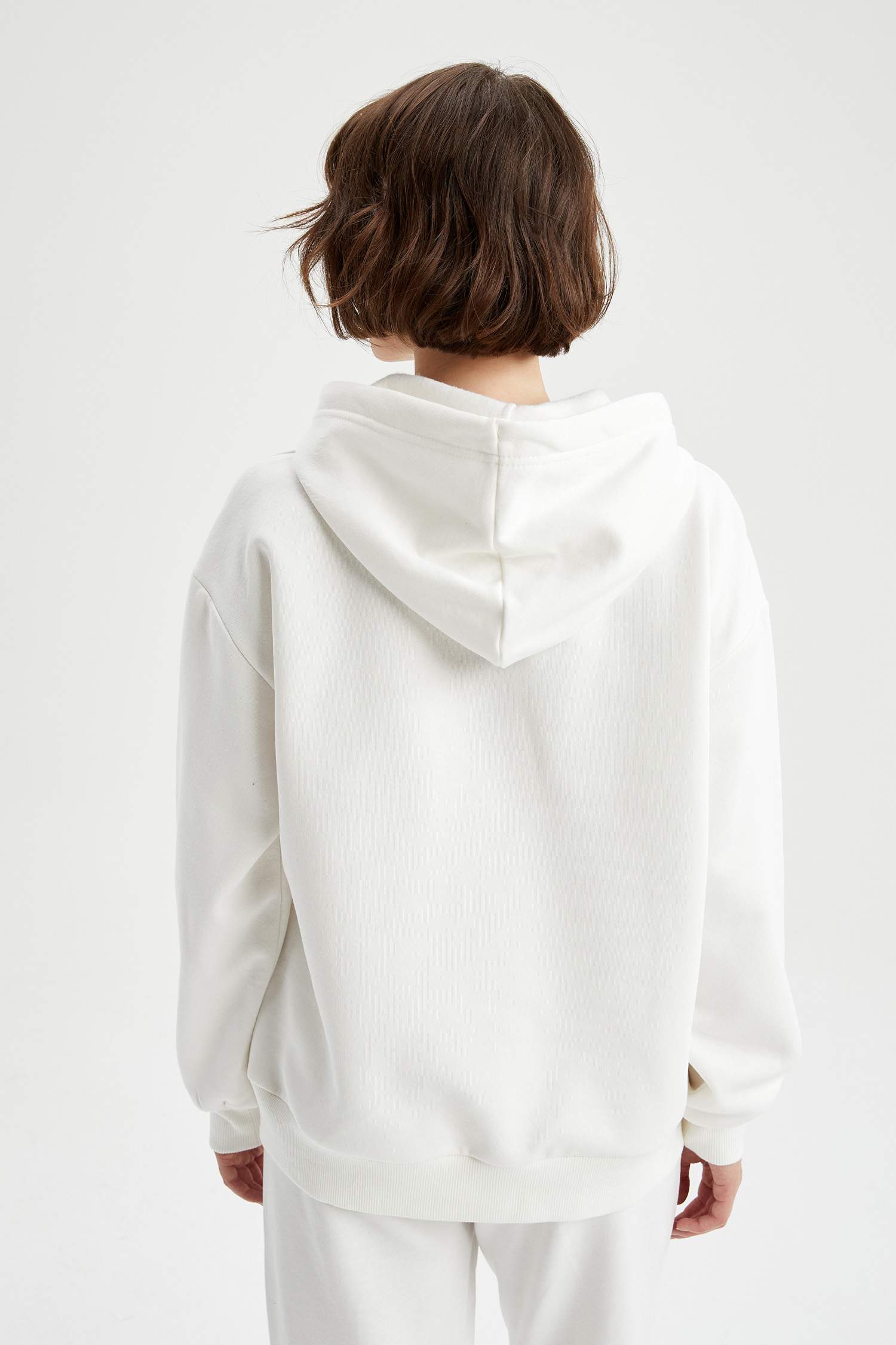 Kapüşonlu Baskılı Relax Fit İçi Yumuşak Tüylü Sweatshirt