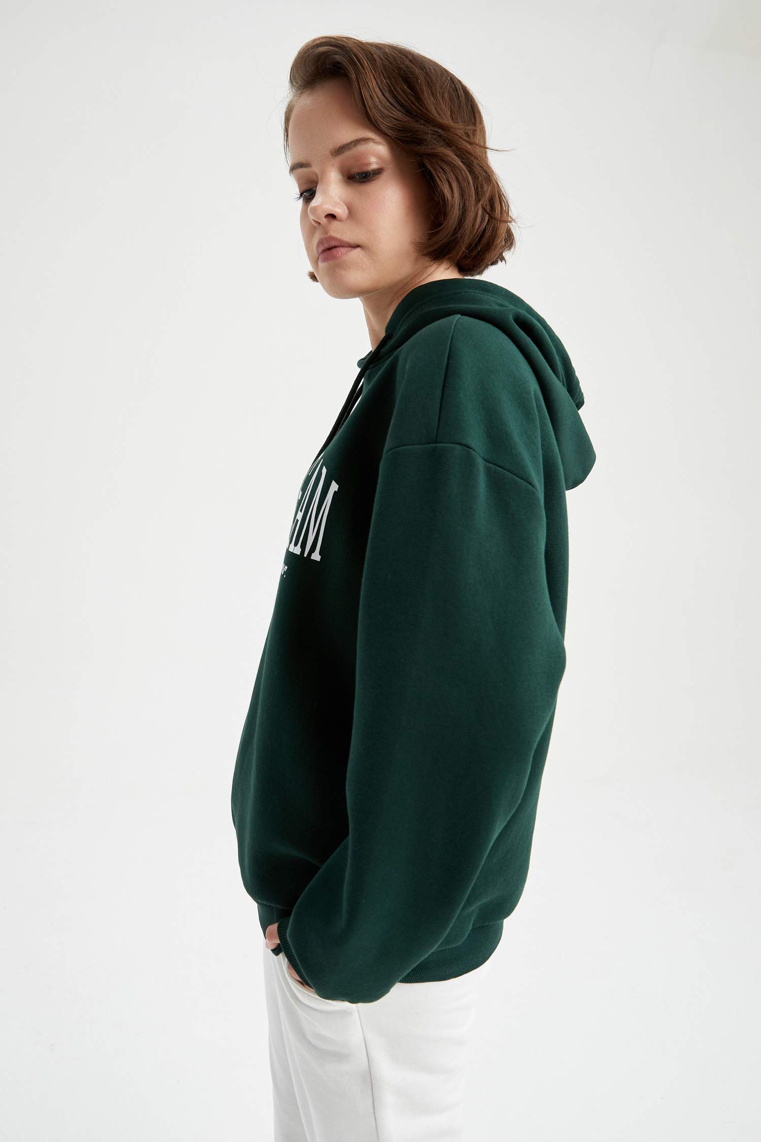 Kapüşonlu Baskılı Relax Fit İçi Yumuşak Tüylü Sweatshirt
