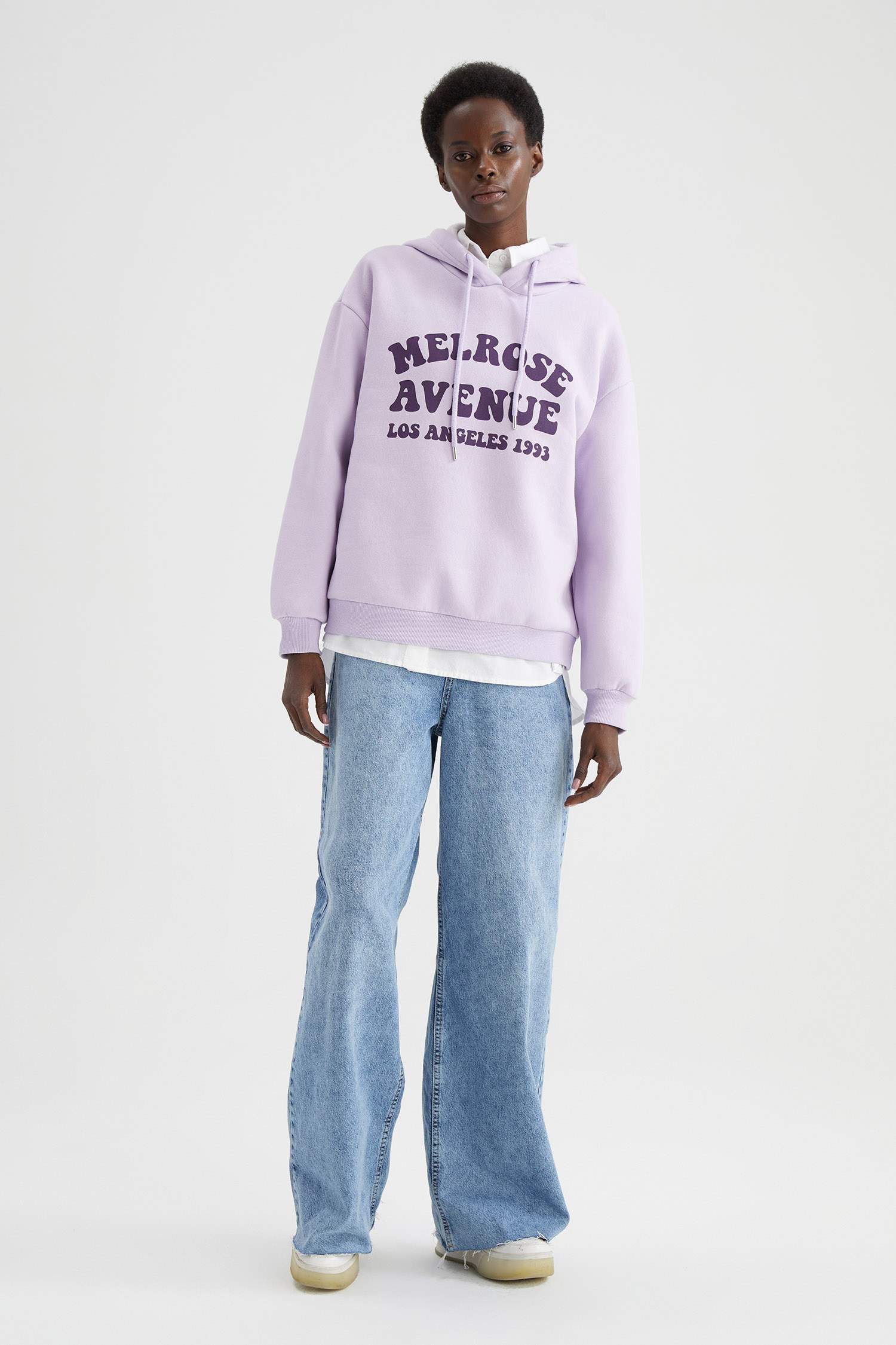 Kapüşonlu Baskılı Relax Fit İçi Yumuşak Tüylü Sweatshirt