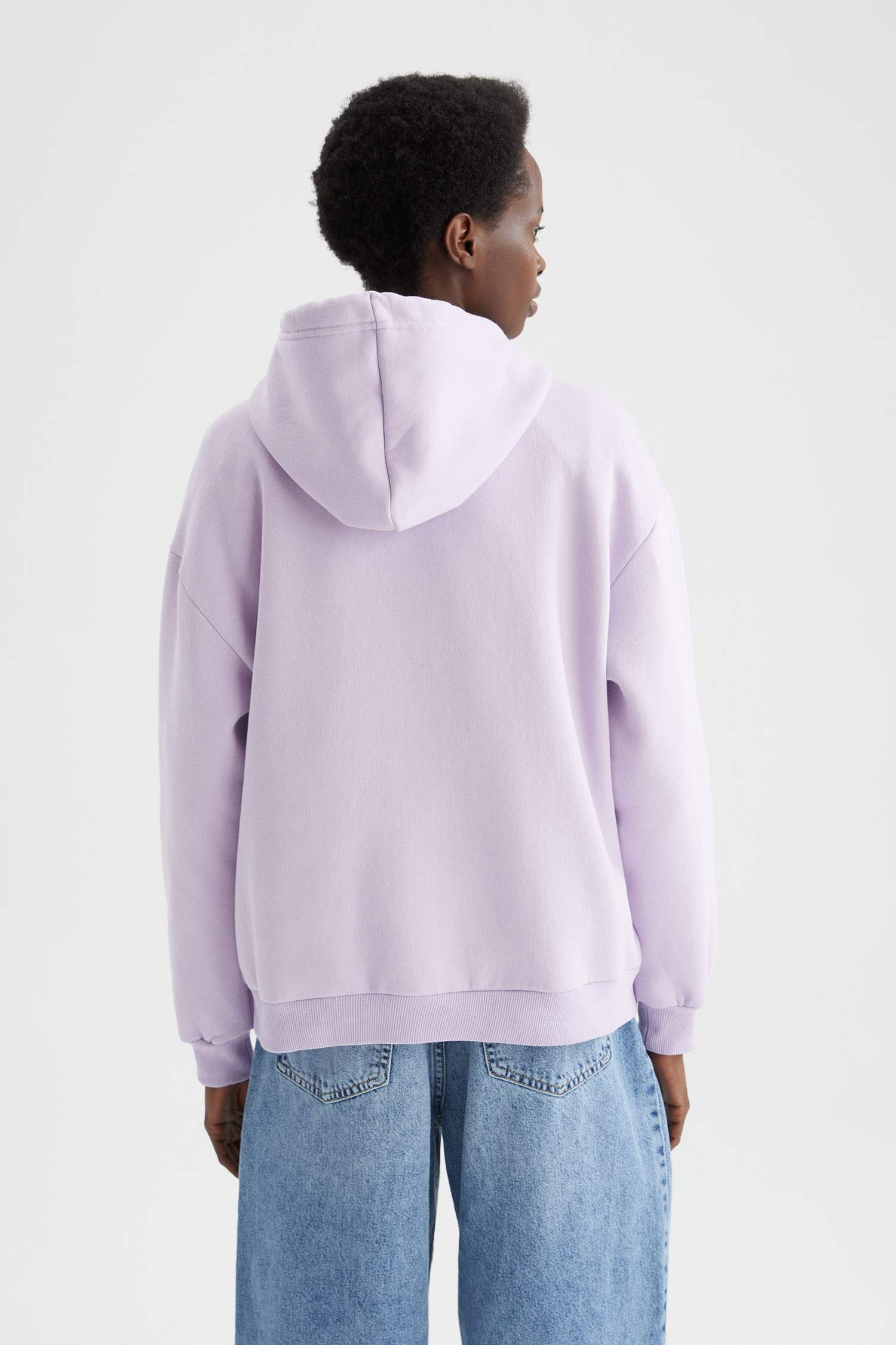 Kapüşonlu Baskılı Relax Fit İçi Yumuşak Tüylü Sweatshirt