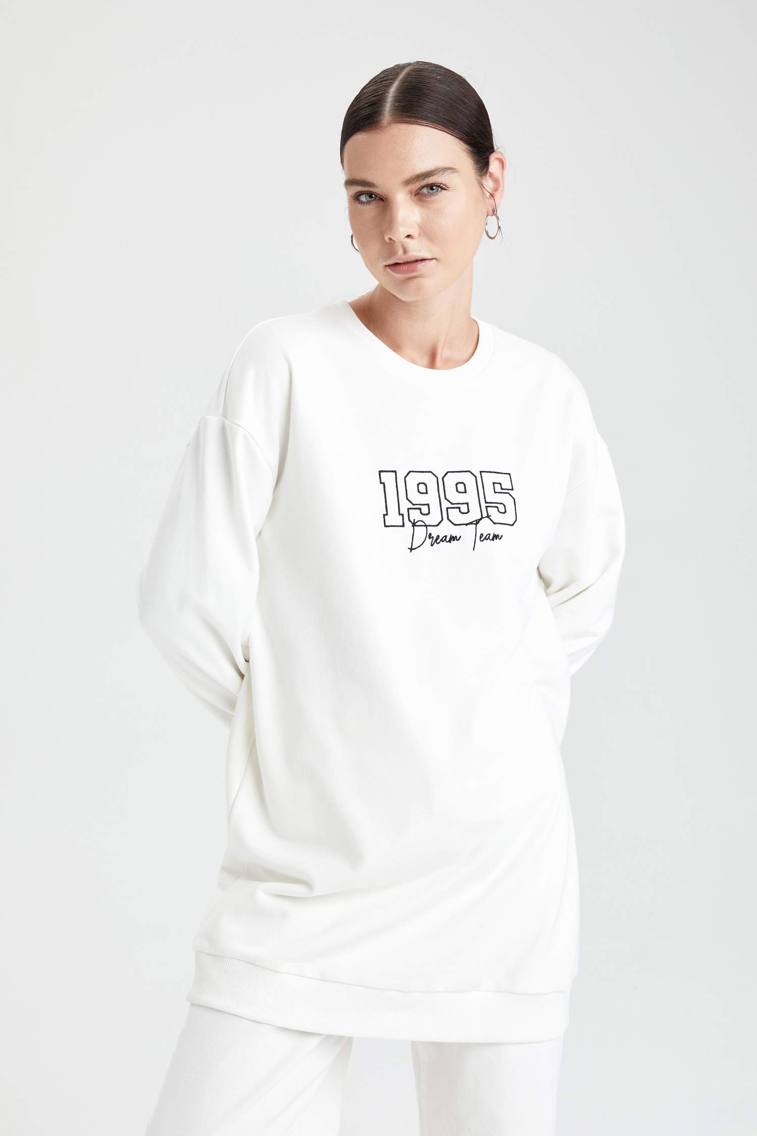 Regular Fit Baskılı Sweat Tunik
