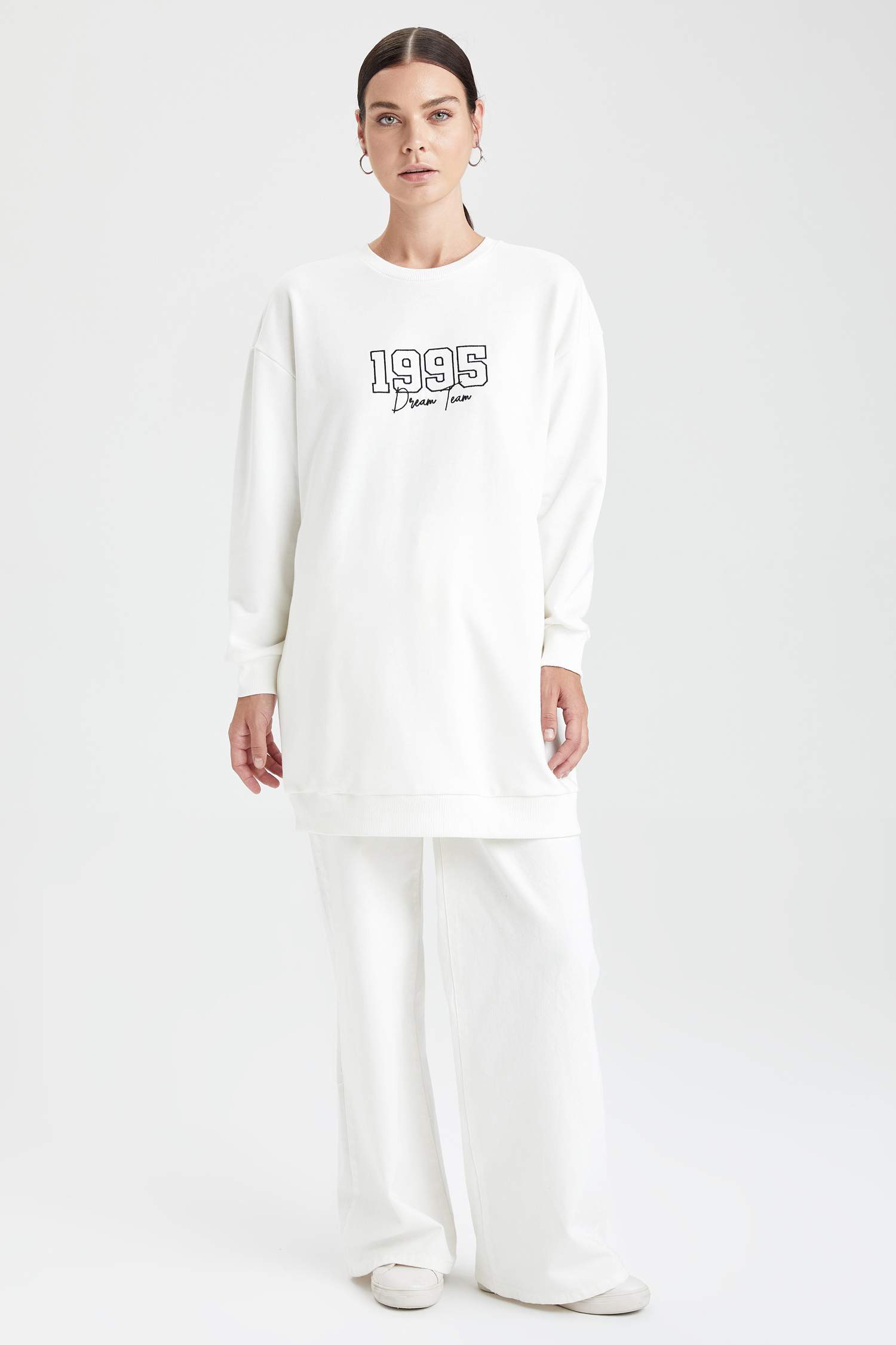 Regular Fit Baskılı Sweat Tunik