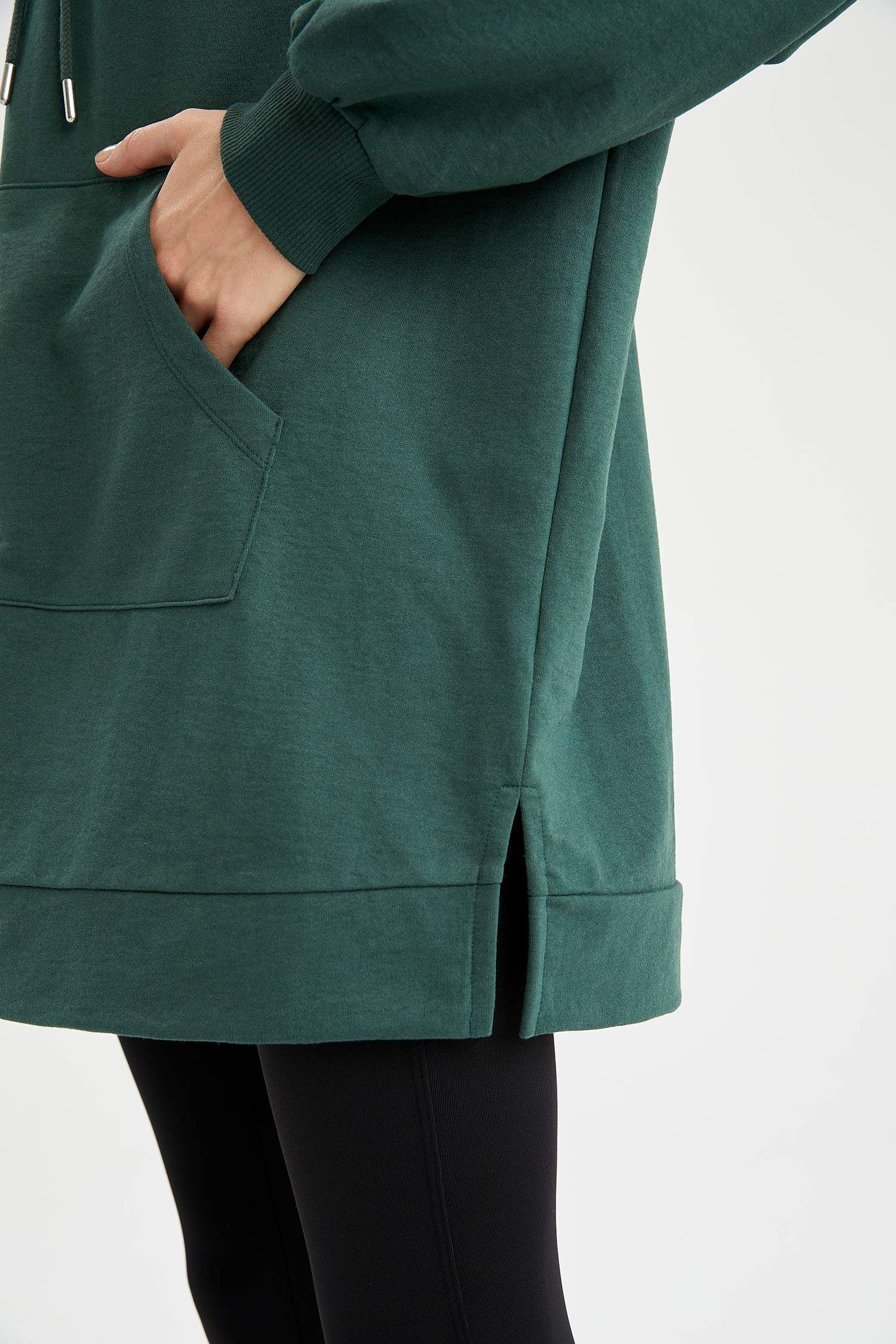 Kapüşonlu Kanguru Cepli Relax Fit Sweat Tunik