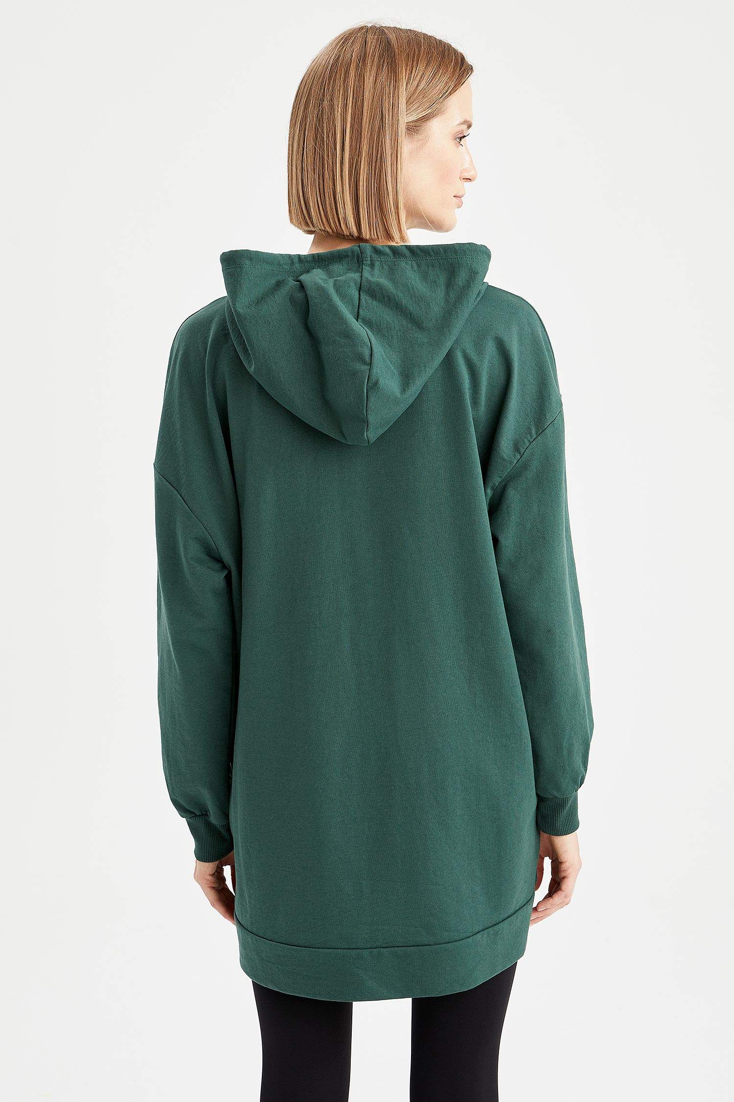 Kapüşonlu Kanguru Cepli Relax Fit Sweat Tunik