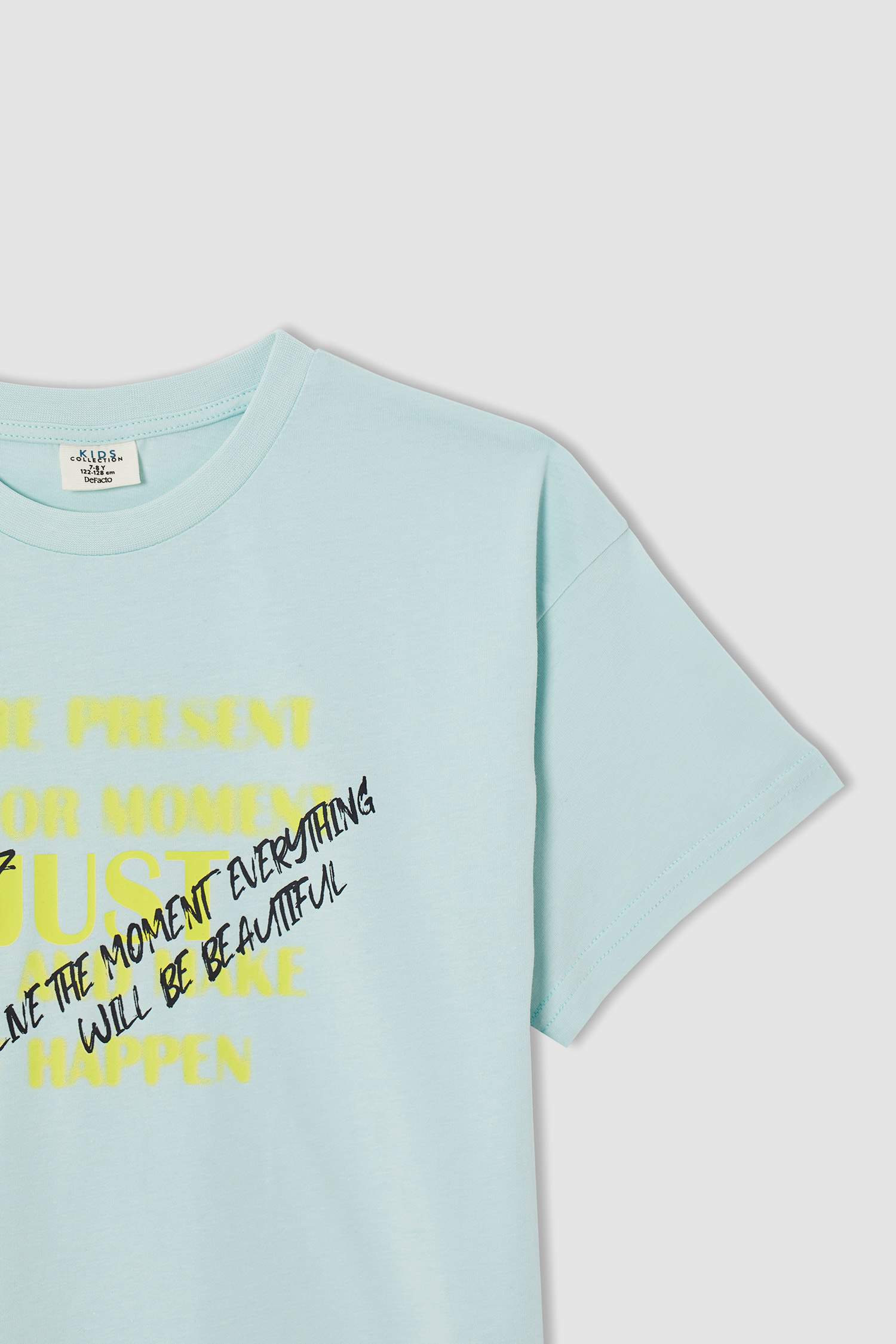 Erkek Çocuk Relax Fit Slogan Baskılı Kısa Kollu Tişört