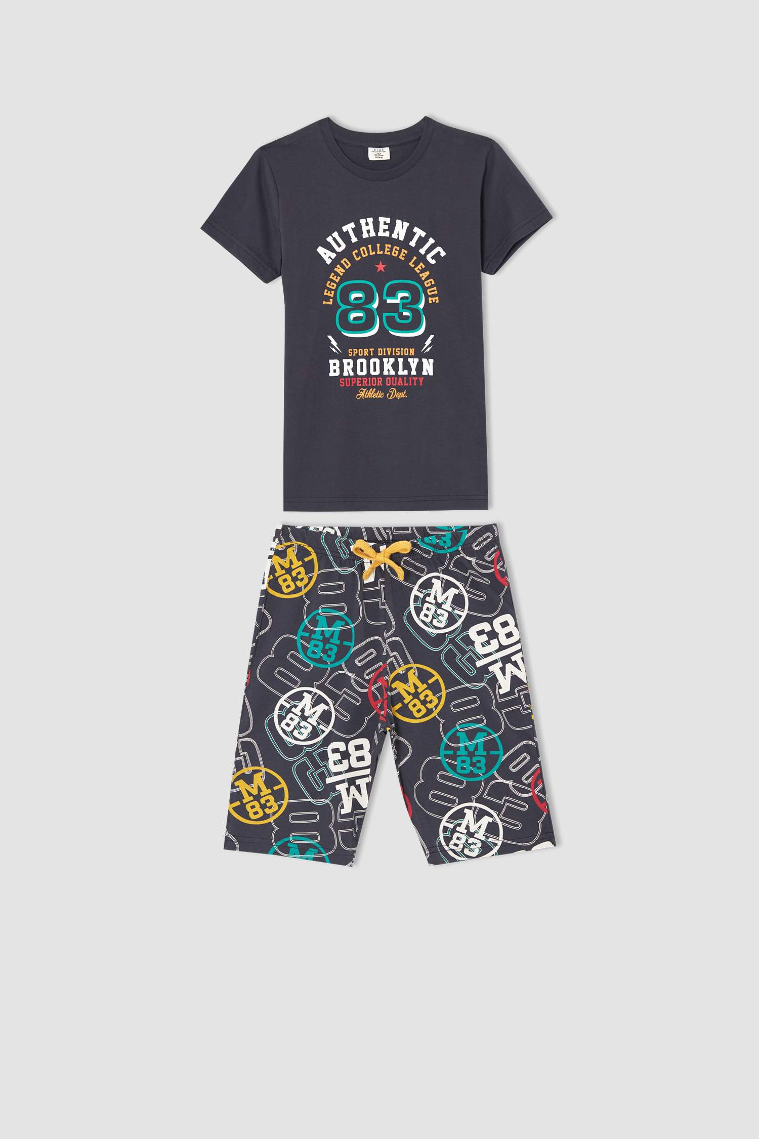 Erkek Çocuk Slogan Baskılı Kısa Kollu Pijama Takımı