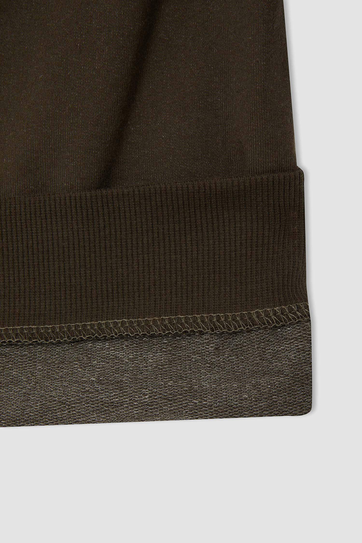 Erkek Çocuk Regular Fit Kaplan Baskılı Kapüşonlu İçi Yumuşak Tüylü Sweatshirt