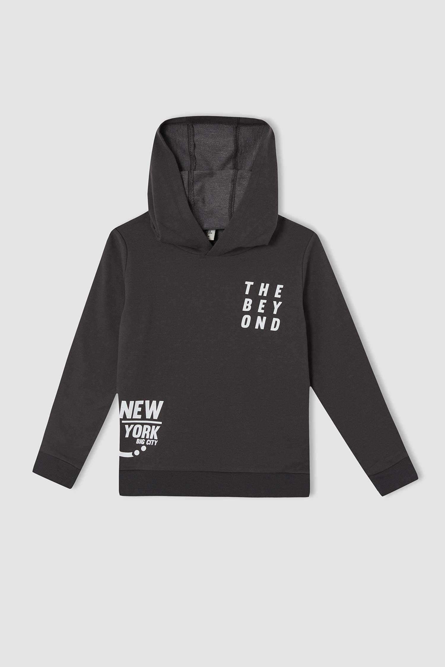 Erkek Çocuk Regular Fit Slogan Baskılı Kapüşonlu Sweatshirt