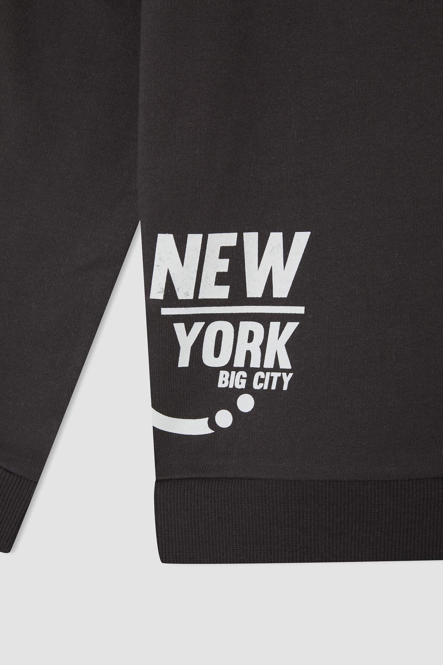 Erkek Çocuk Regular Fit Slogan Baskılı Kapüşonlu Sweatshirt