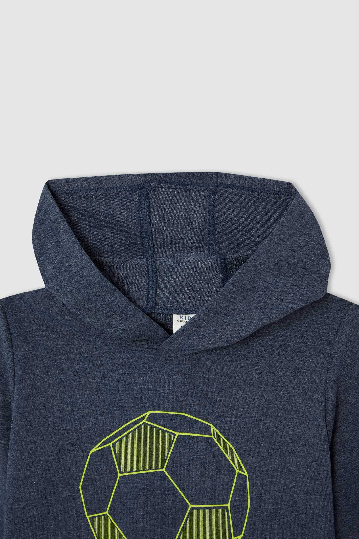 Erkek Çocuk Regular Fit Spor Kapüşonlu Baskılı Sweatshirt