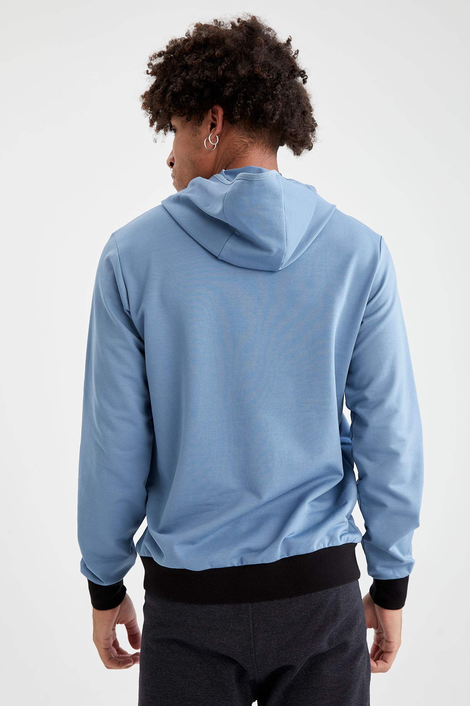 Slim Fit Kapüşonlu Pamuklu Sweatshirt