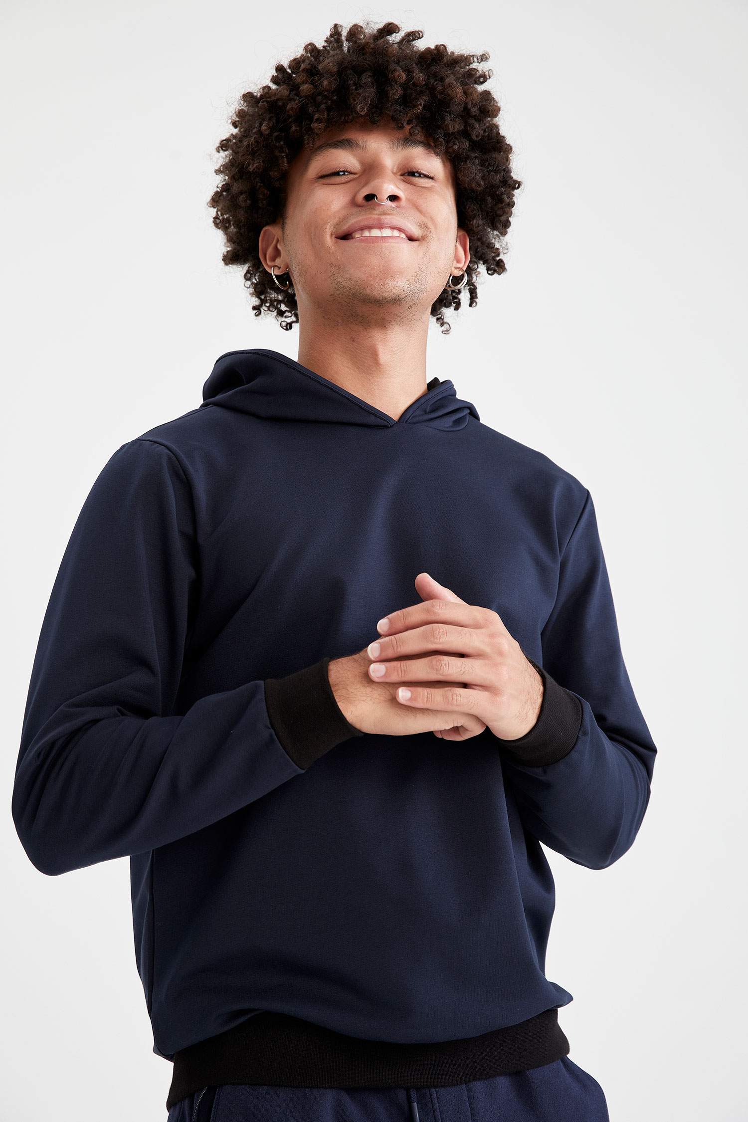 Slim Fit Kapüşonlu Pamuklu Sweatshirt