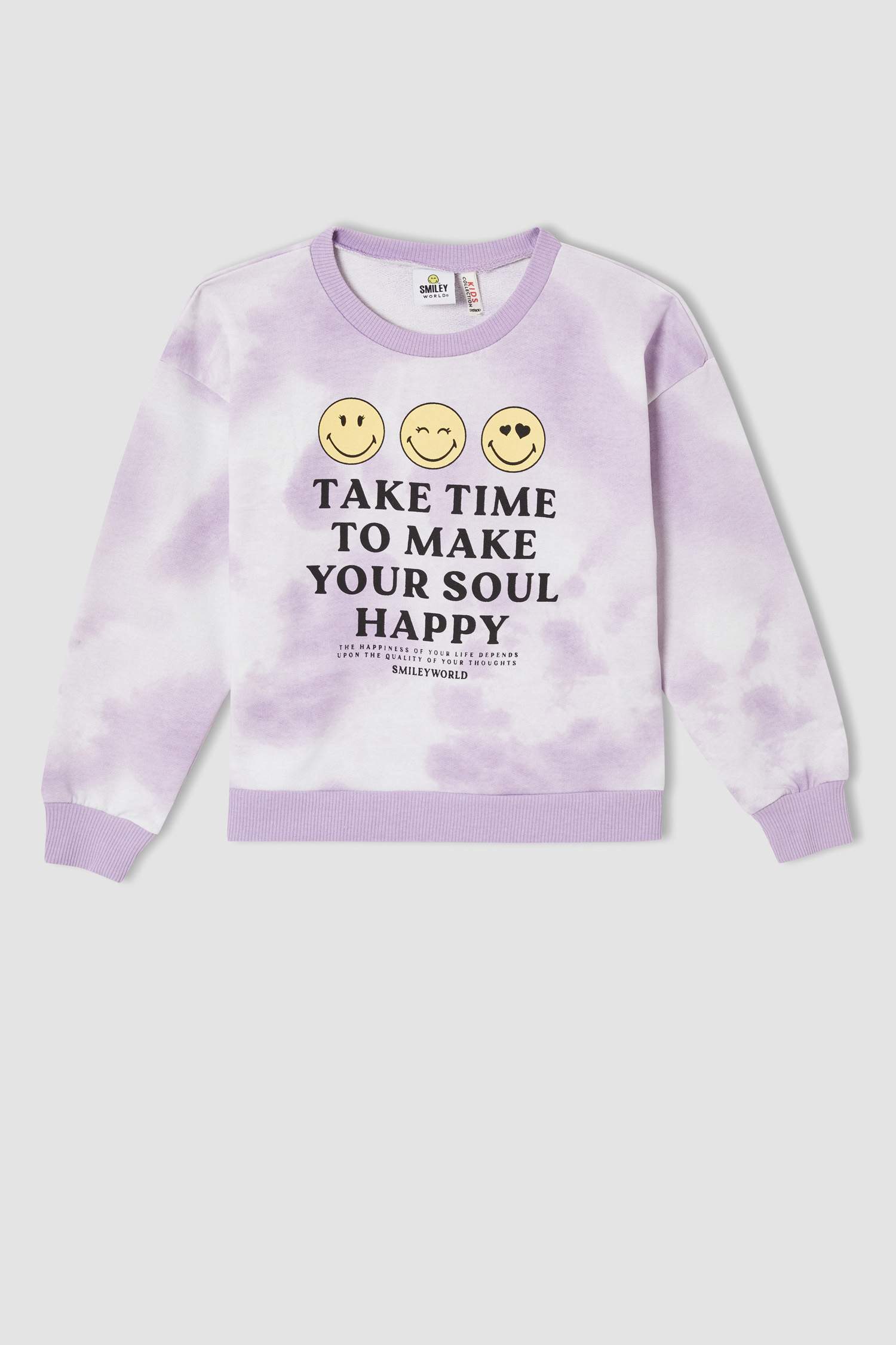 Kız Çocuk SmileyWorld Lisanslı Regular Fit Bisiklet Yaka Sweatshirt