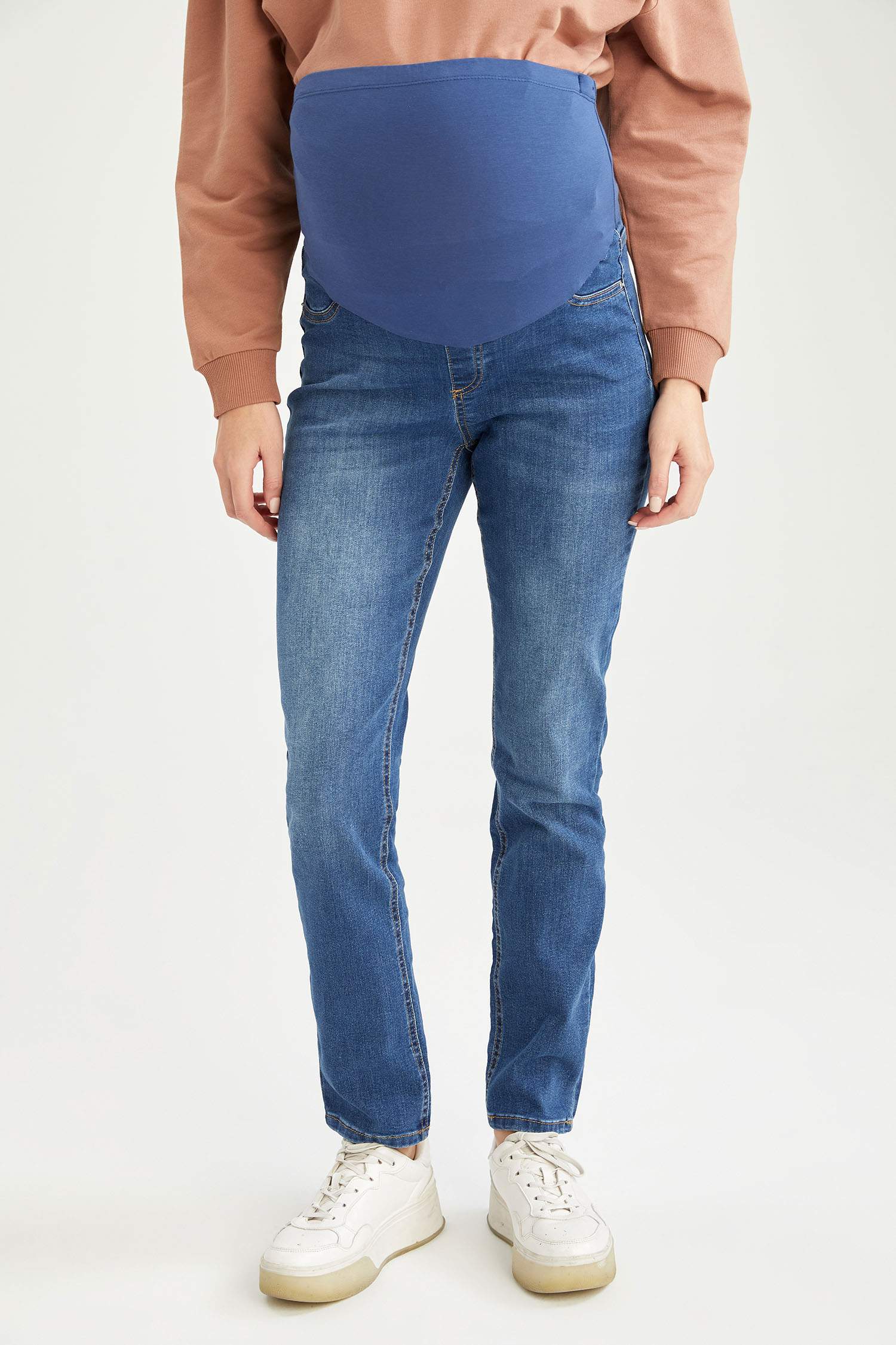 Straight Fit Yükse Bel Hamile Jean Pantolon