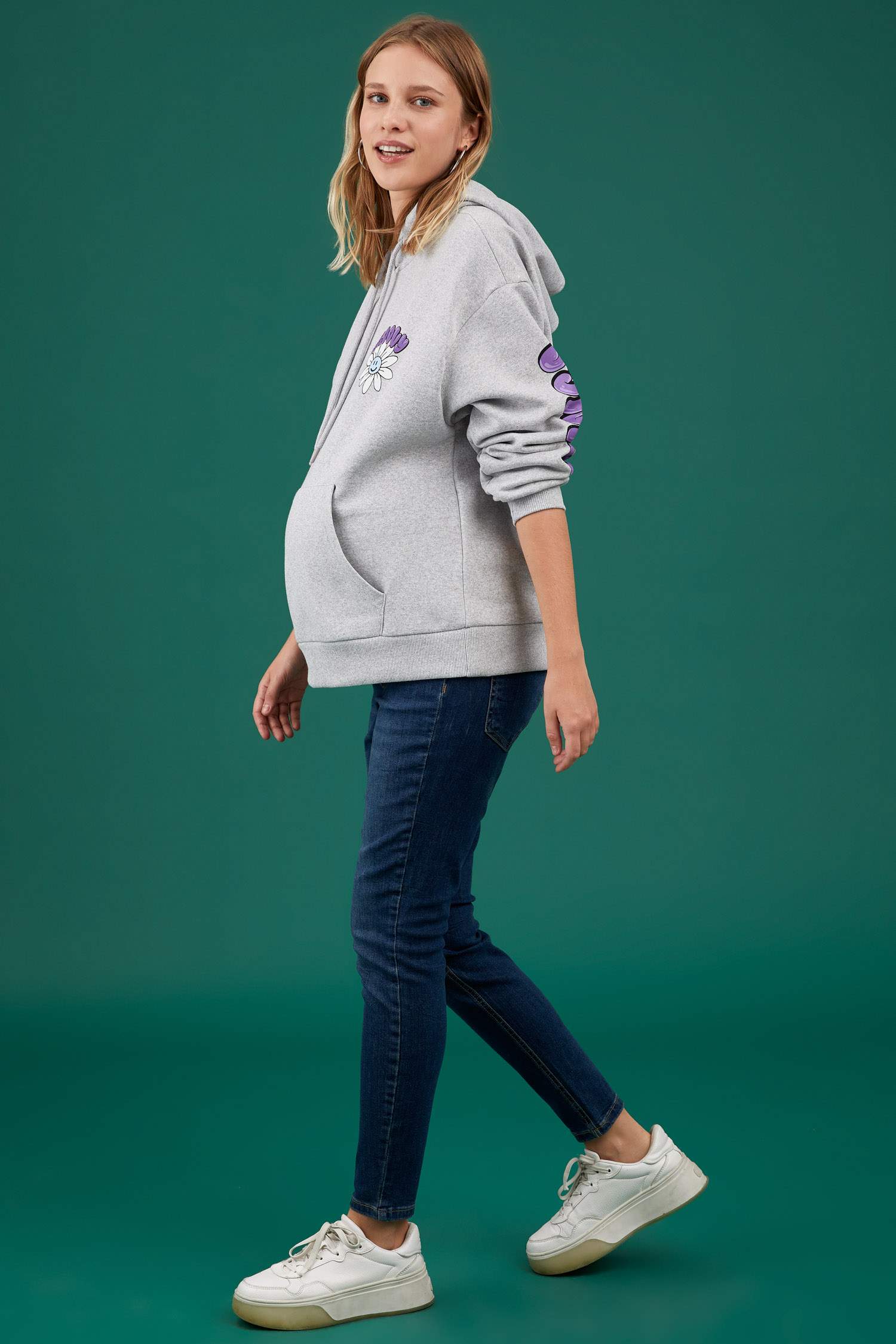 Skinny Fit Yüksek Bel Hamile Jean Pantolon