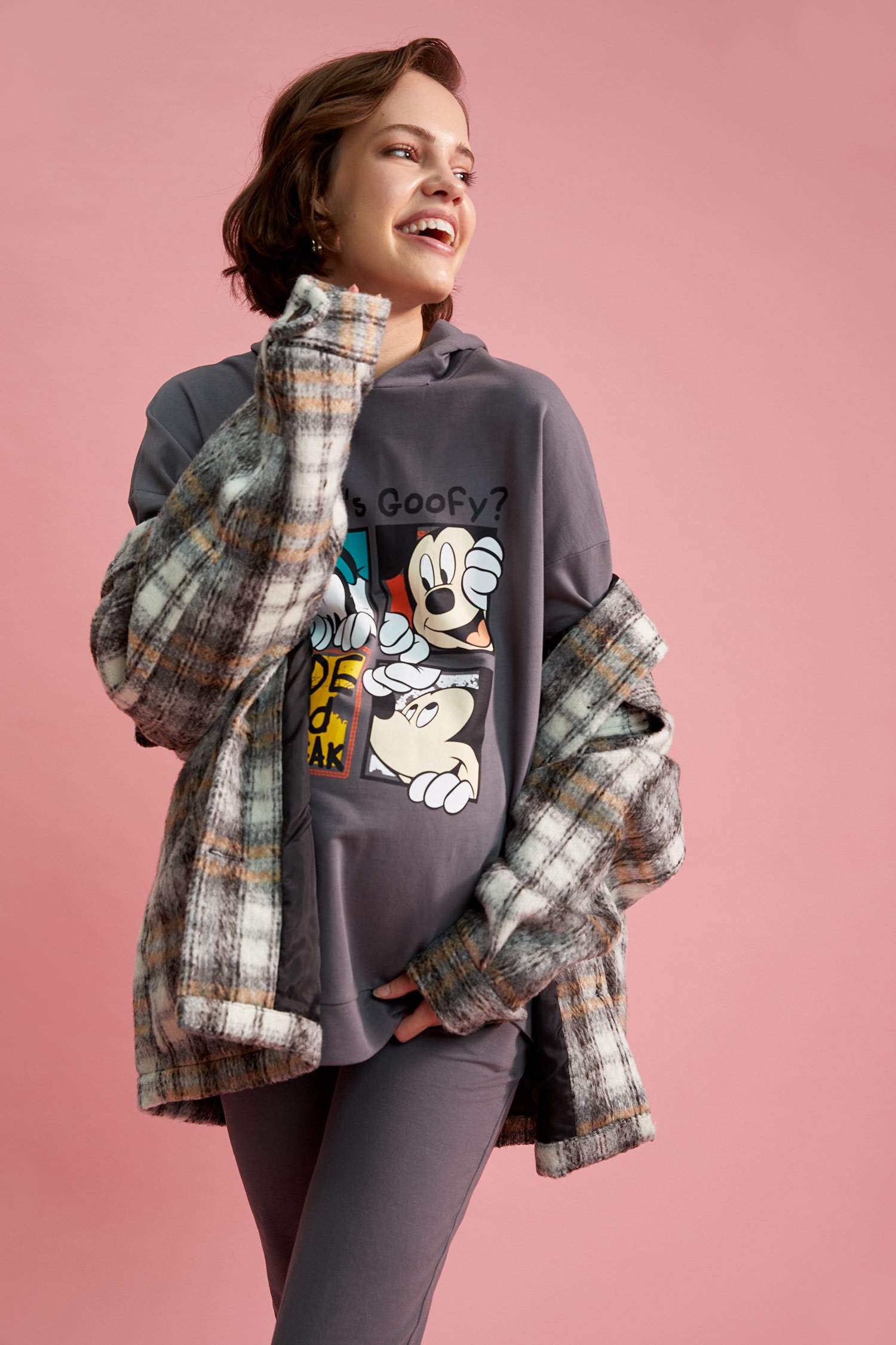 Hamile Disney Mickey ve Minnie Lisanslı Kapüşonlu Sweatshirt