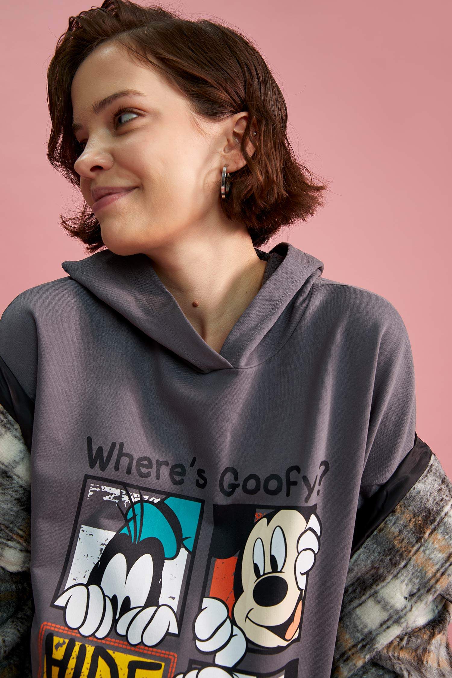 Hamile Disney Mickey ve Minnie Lisanslı Kapüşonlu Sweatshirt
