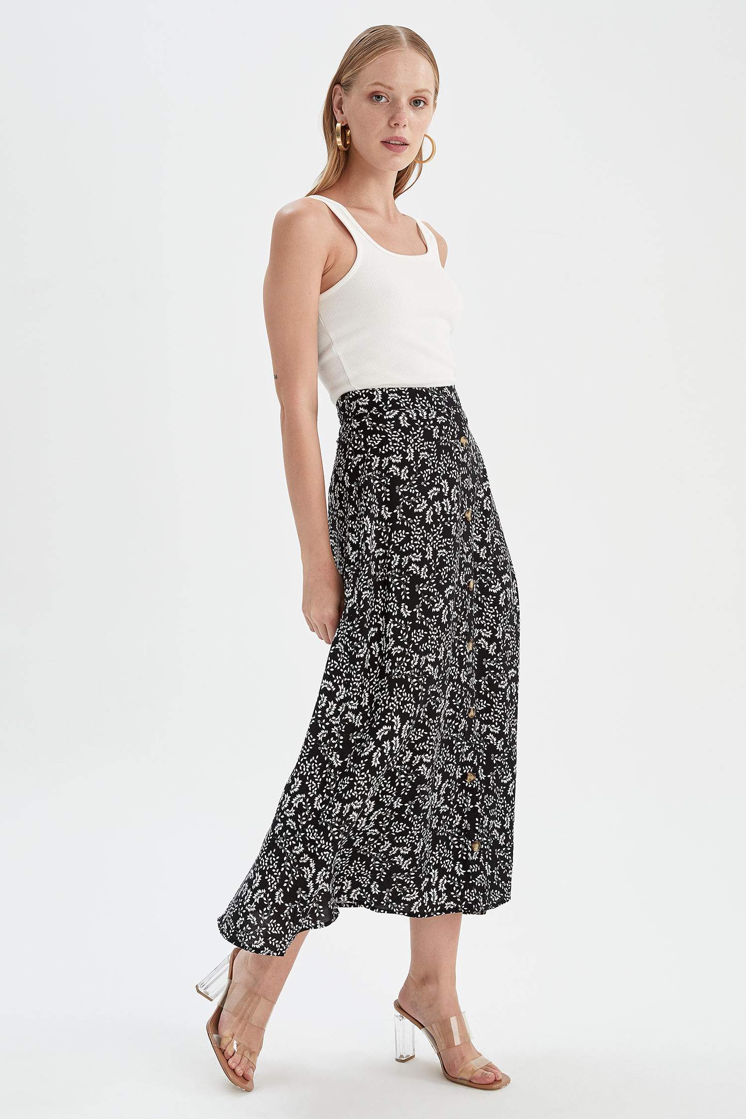 Desenli Relax Fit Maxi Etek