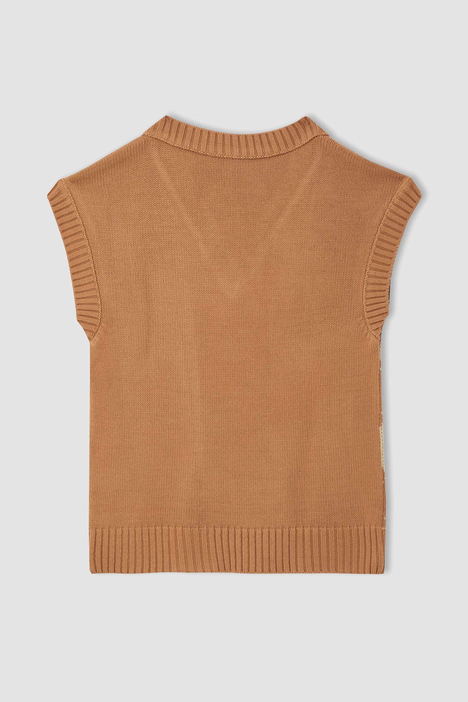 Kız Çocuk Regular Fit V Yaka Triko Süveter