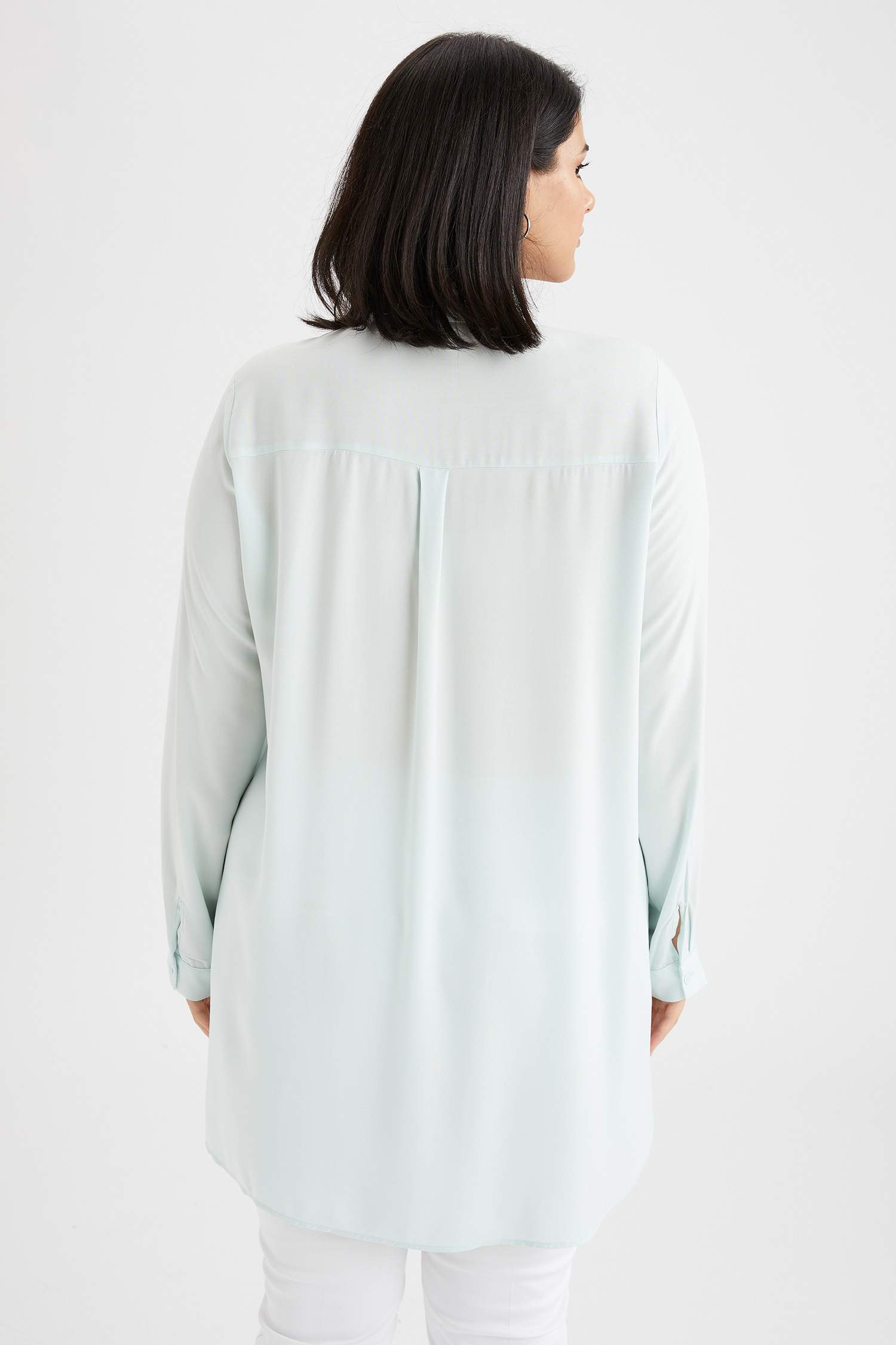 Basic Relax Fit Dokuma Büyük Beden Gömlek Tunik