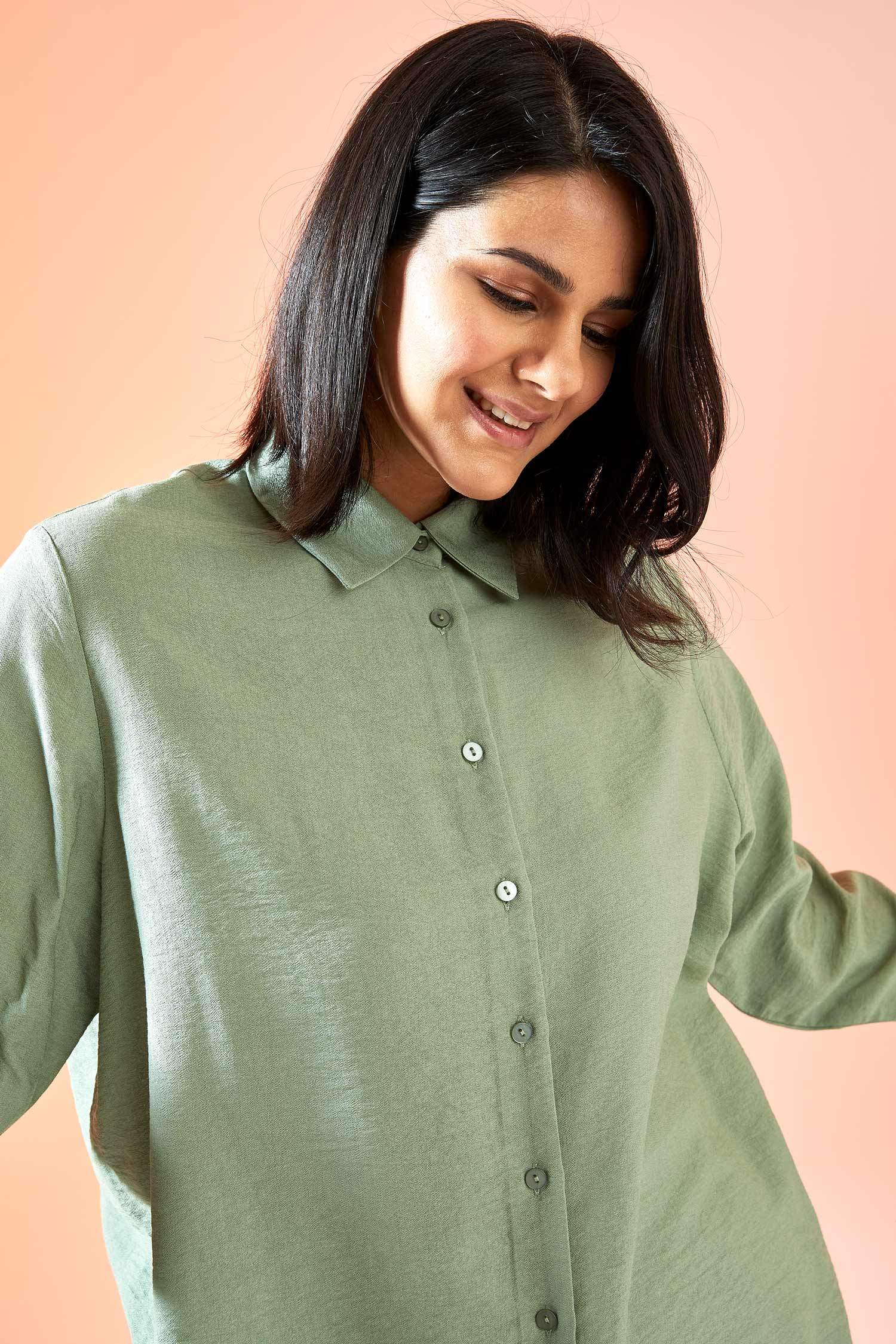 Basic Relax Fit Dokuma Büyük Beden Gömlek Tunik