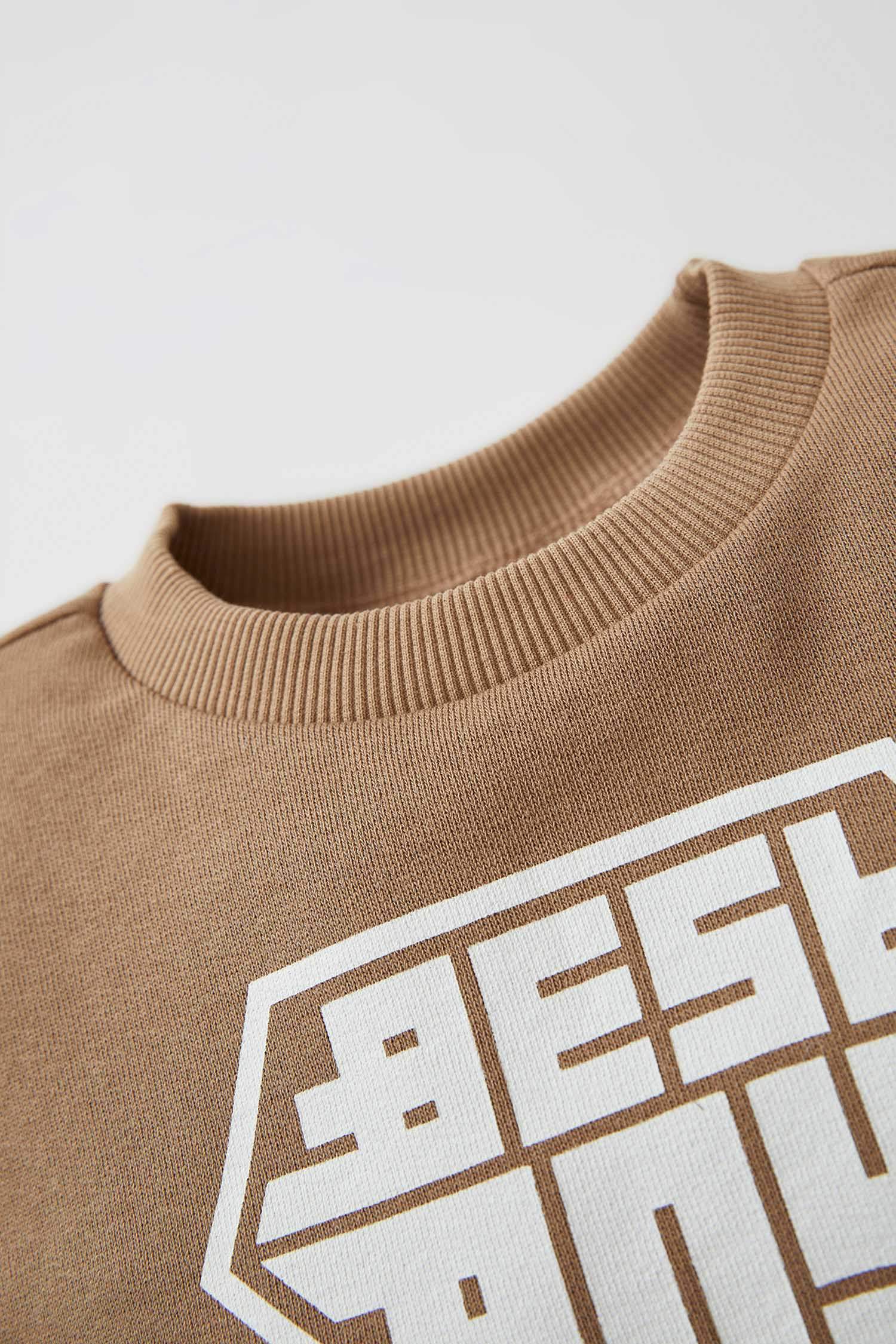 Erkek Bebek Regular Fit Slogan Baskılı Sweatshirt