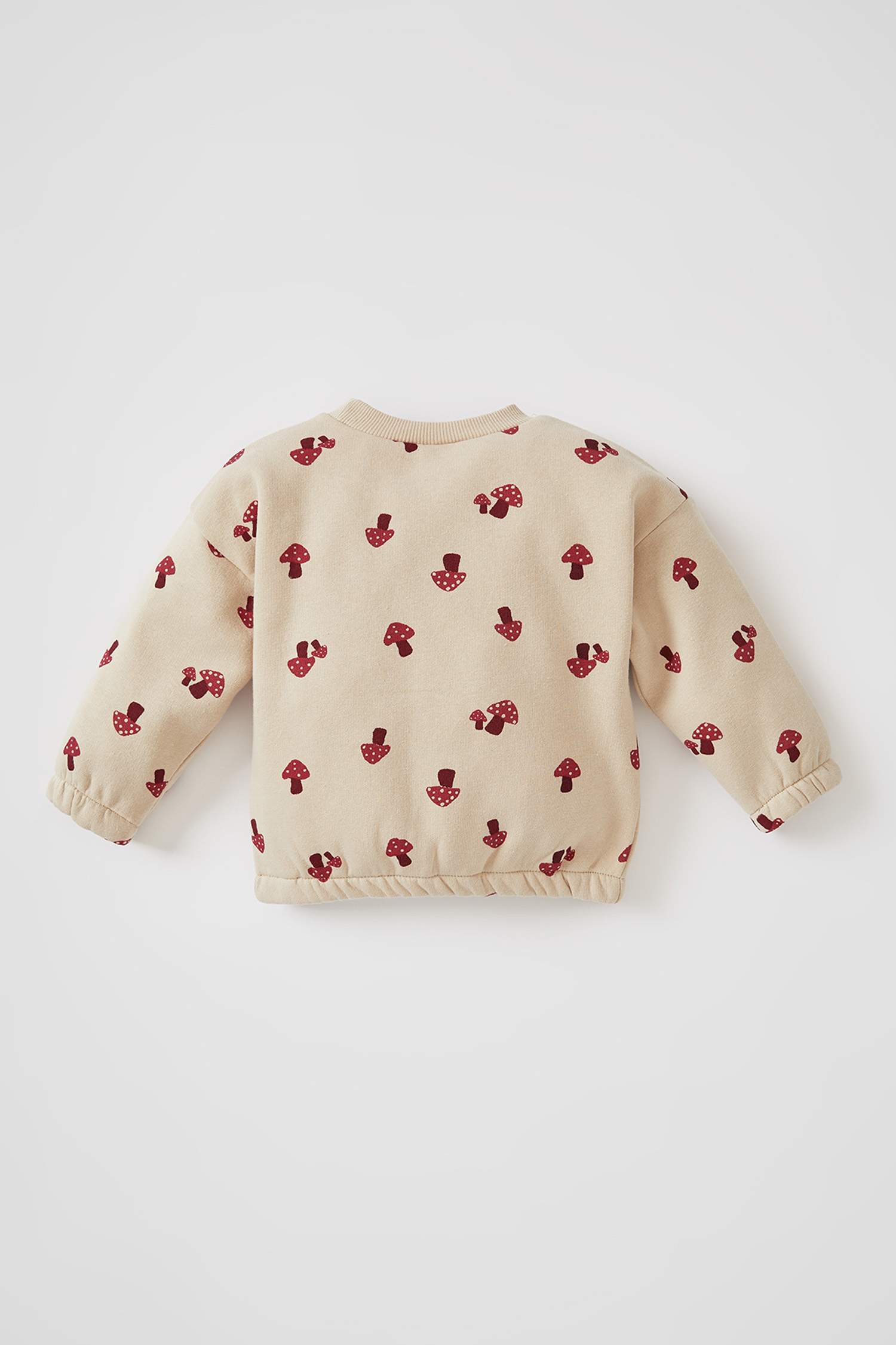 Kız Bebek Çiçekli Bisiklet Yaka Yılbaşı Temalı İçi Yumuşak Tüylü Sweatshirt