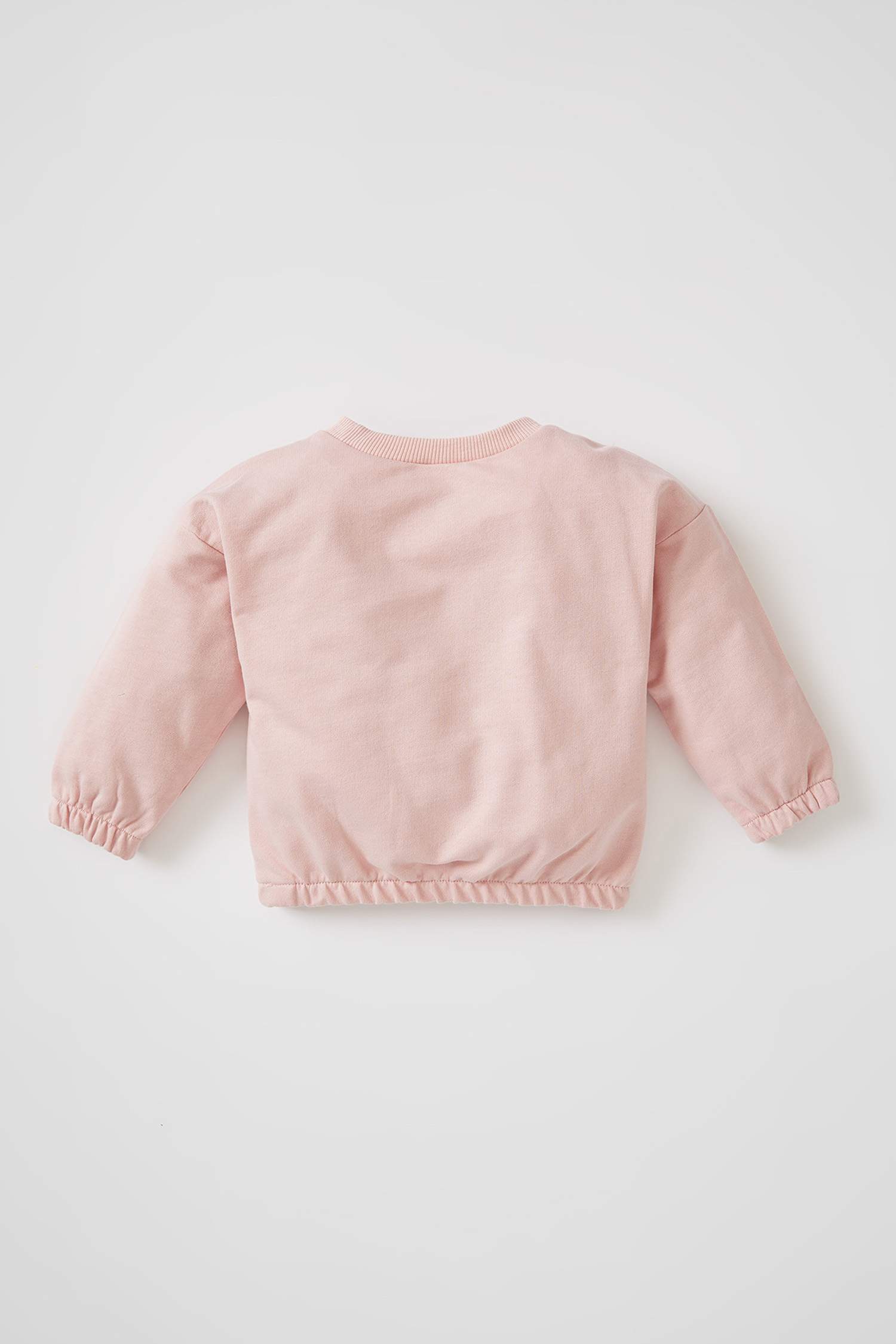 Kız Bebek Regular Fit Bisiklet Yaka Fırfırlı İçi Yumuşak Tüylü Sweatshirt