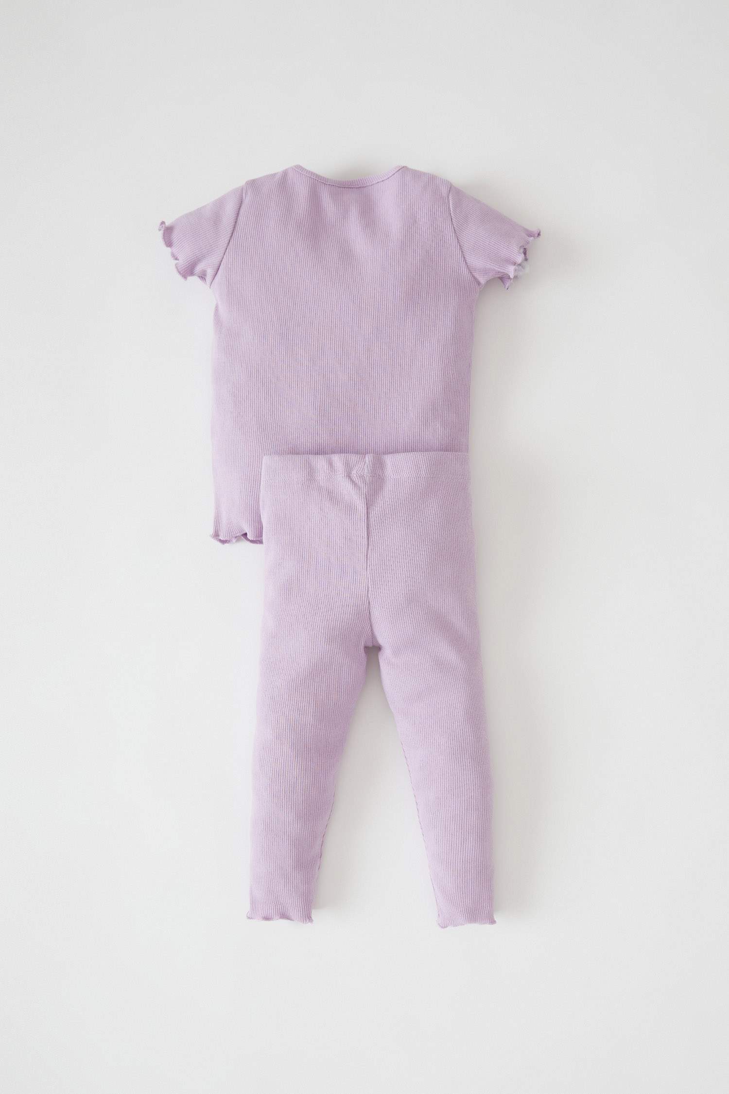 Kız Bebek Kalp Baskılı Fitilli Esnek Dokulu Kısa Kollu Pijama Takımı