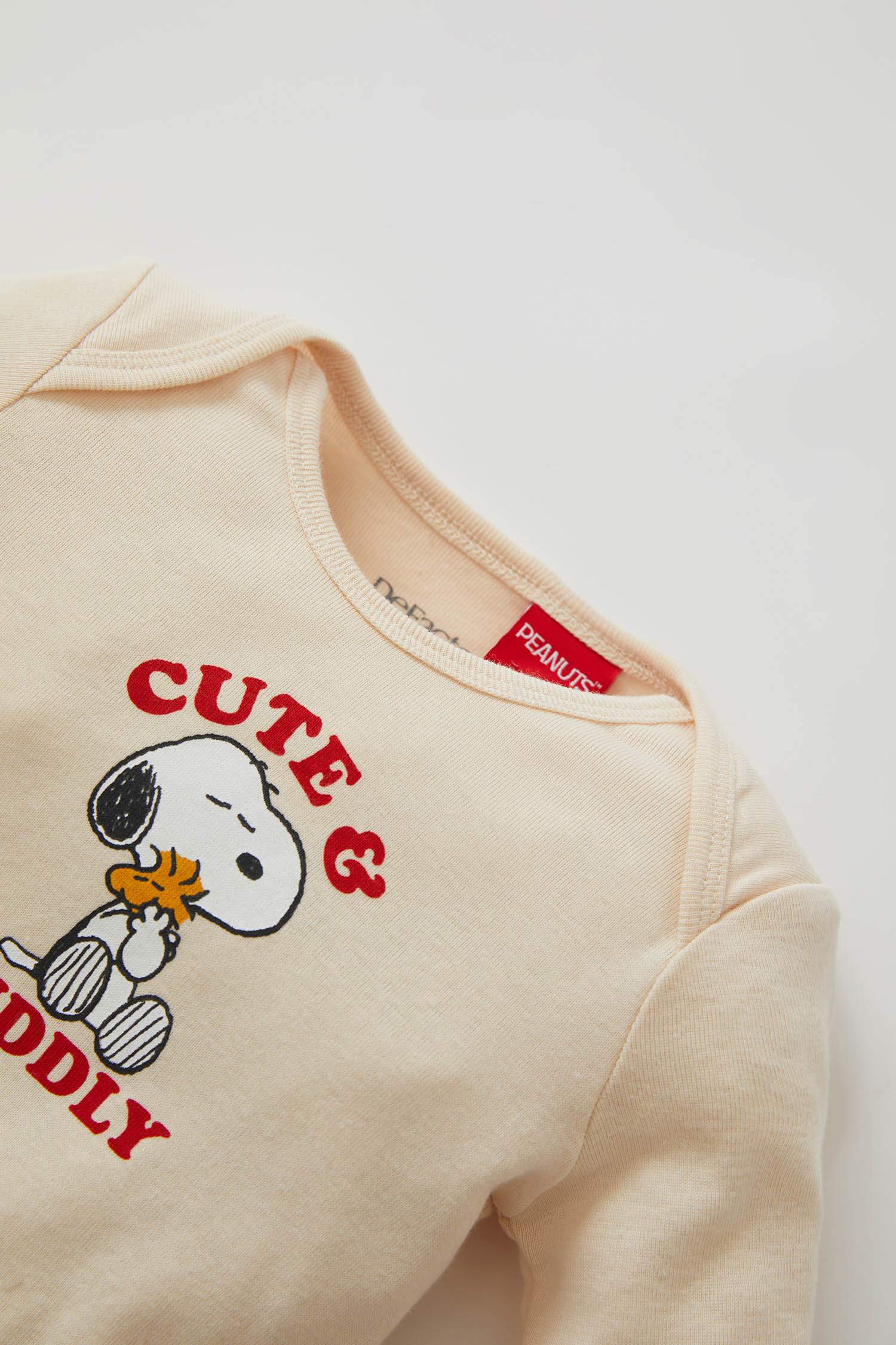 Erkek Bebek Snoopy Lisanslı Uzun Kollu Yeni Doğan 3'lü Takım