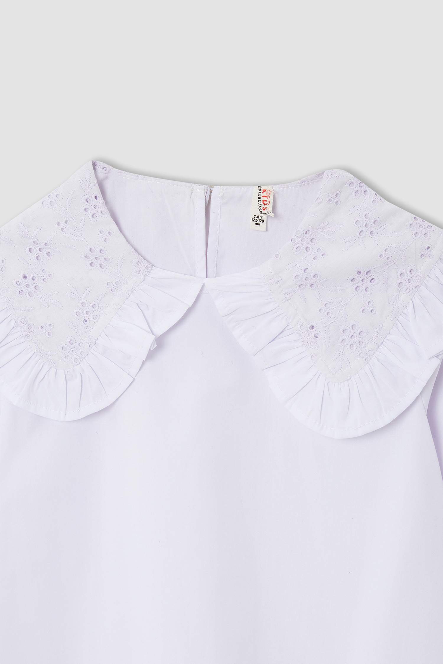 Kız Çocuk Regular Fit Geniş Yakalı Uzun Kollu Poplin Bluz