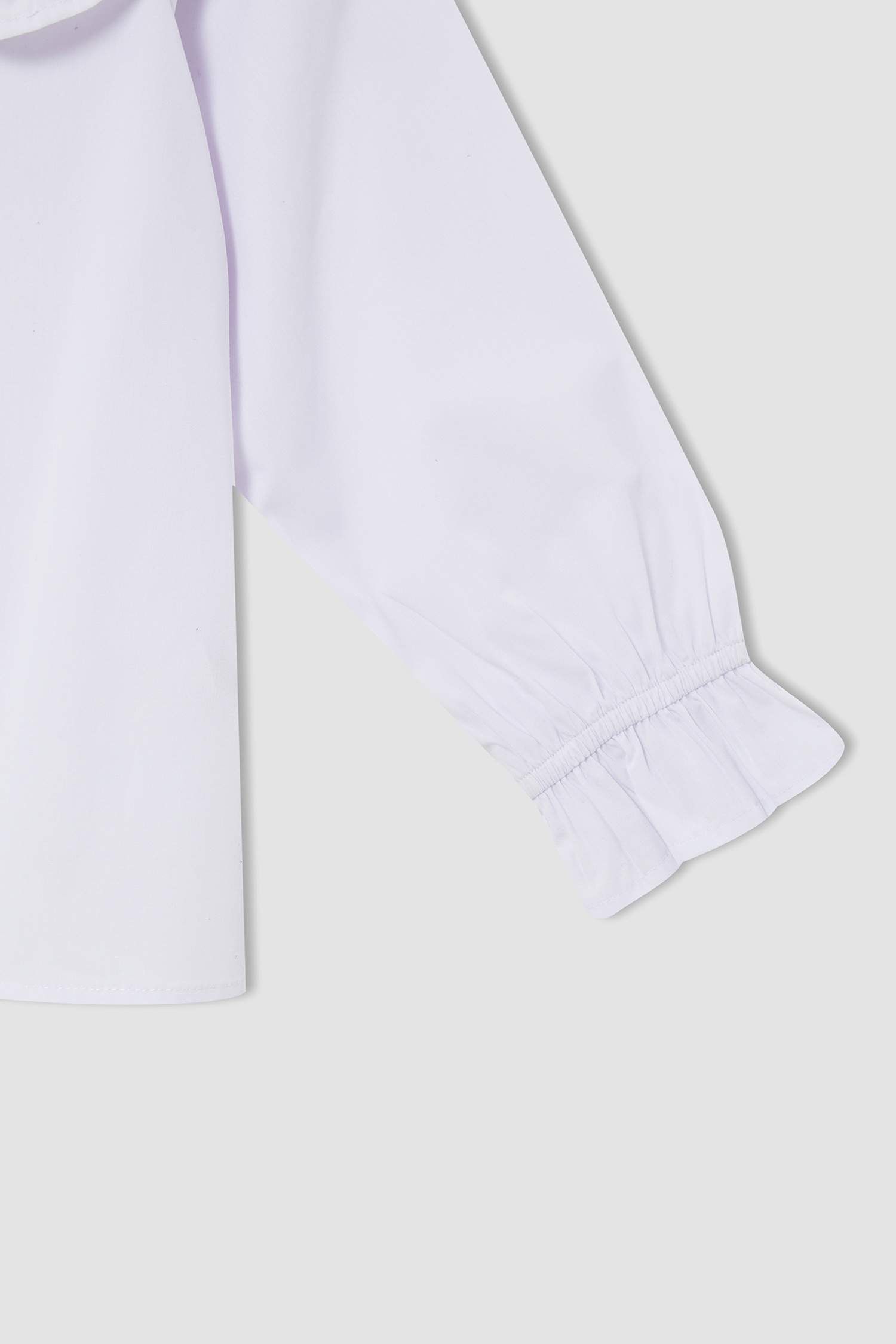 Kız Çocuk Regular Fit Geniş Yakalı Uzun Kollu Poplin Bluz