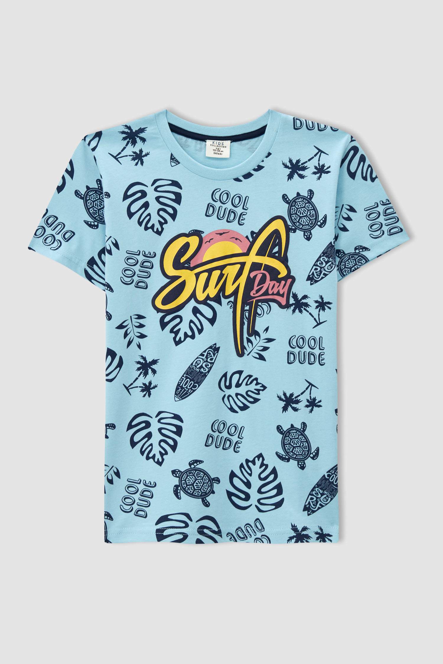 Erkek Çocuk Sörf Desenli Kısa Kollu Pijama Takımı