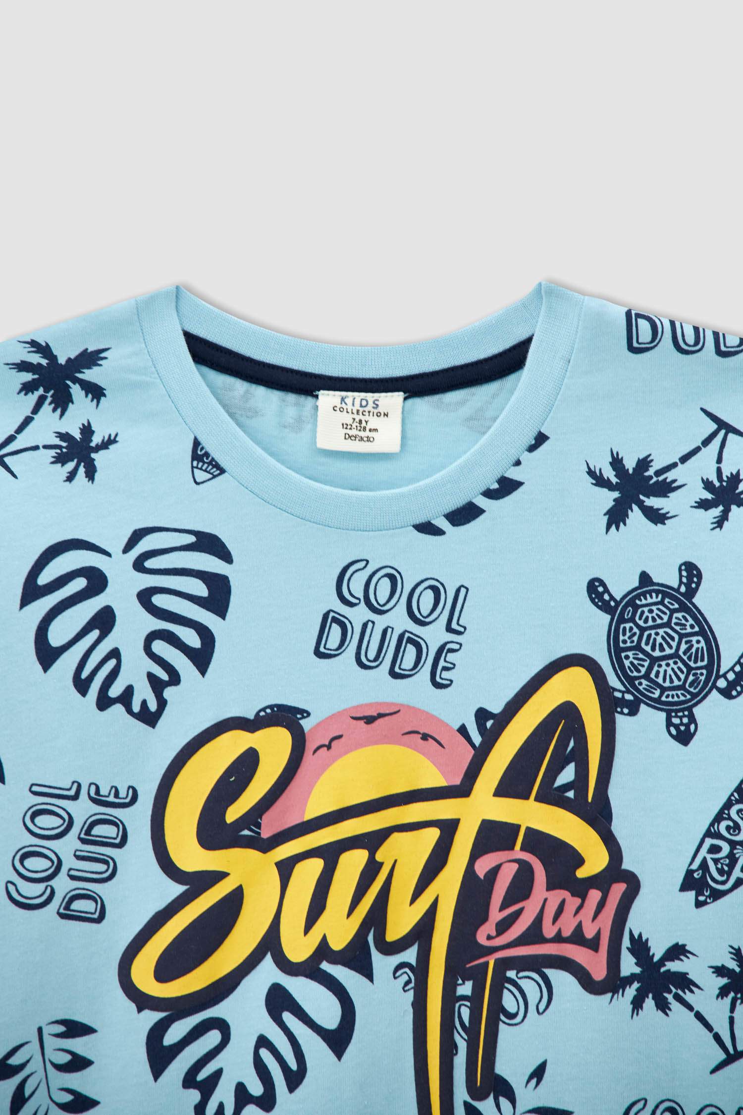 Erkek Çocuk Sörf Desenli Kısa Kollu Pijama Takımı