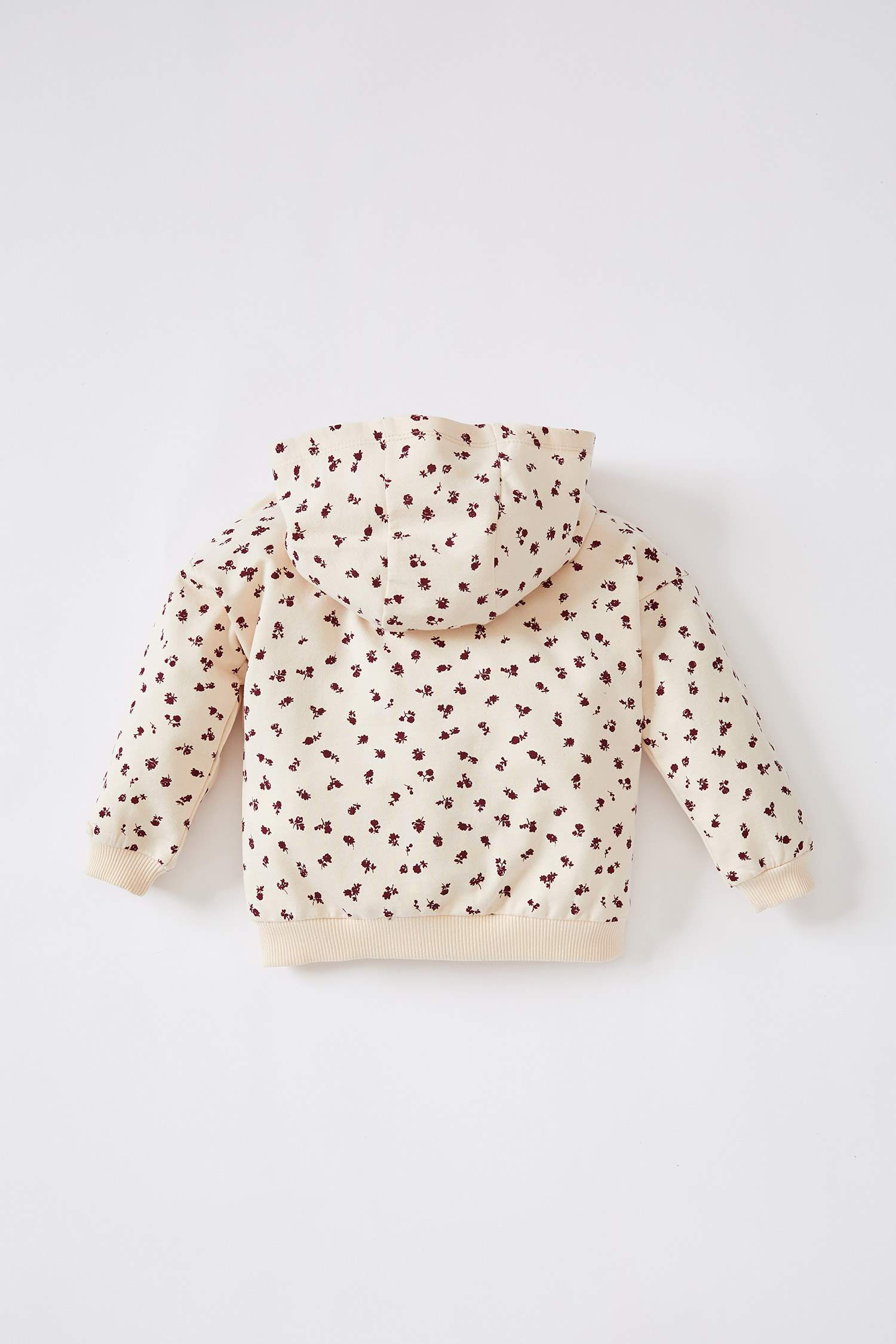 Kız Bebek Çiçek Desenli Kapüşonlu Sweat Hırka