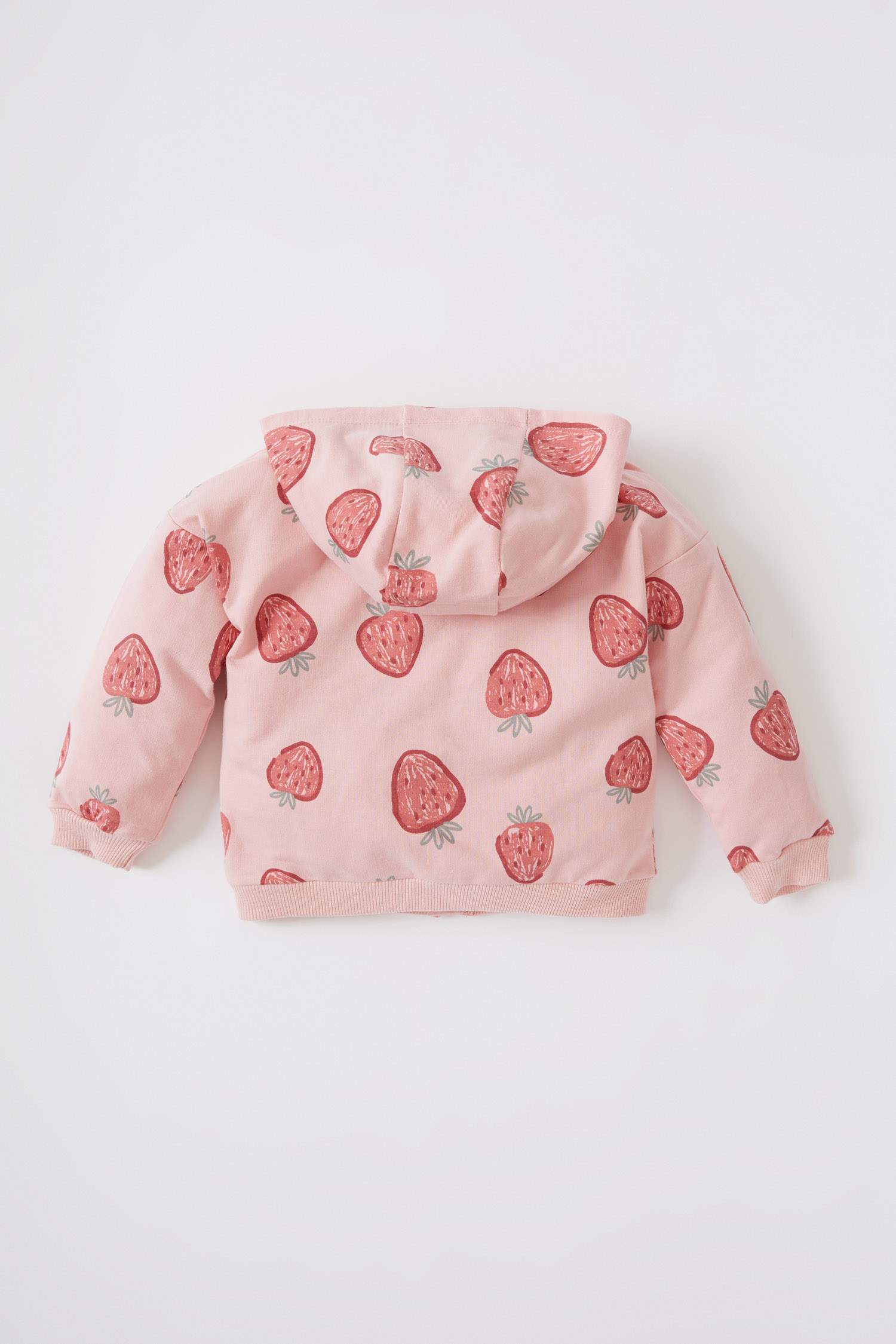Kız Bebek Çilek Desenli Kapüşonlu Sweat